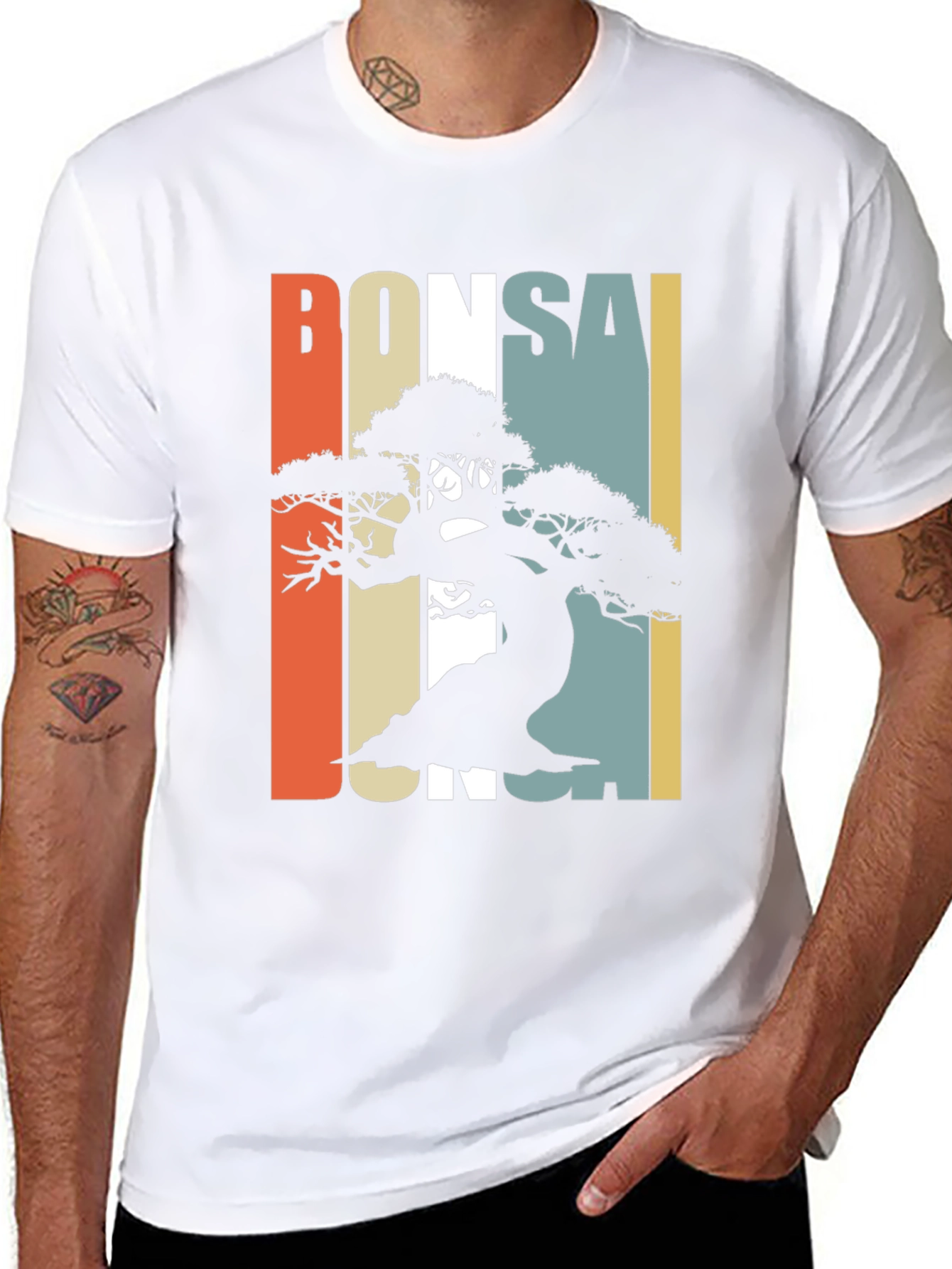 Black Bonsai Silhouette Graphic Tee - Retro Style view 8