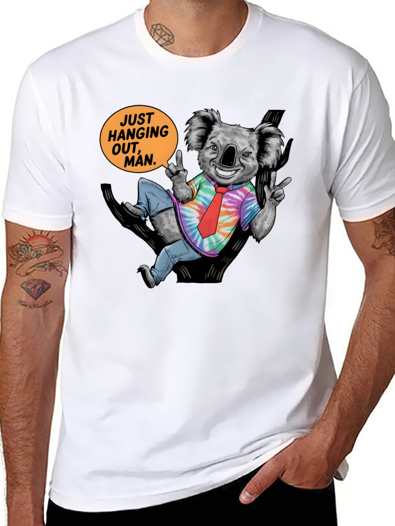 Black Cool Koala T-Shirt - Just Hanging Out, Man! view 8