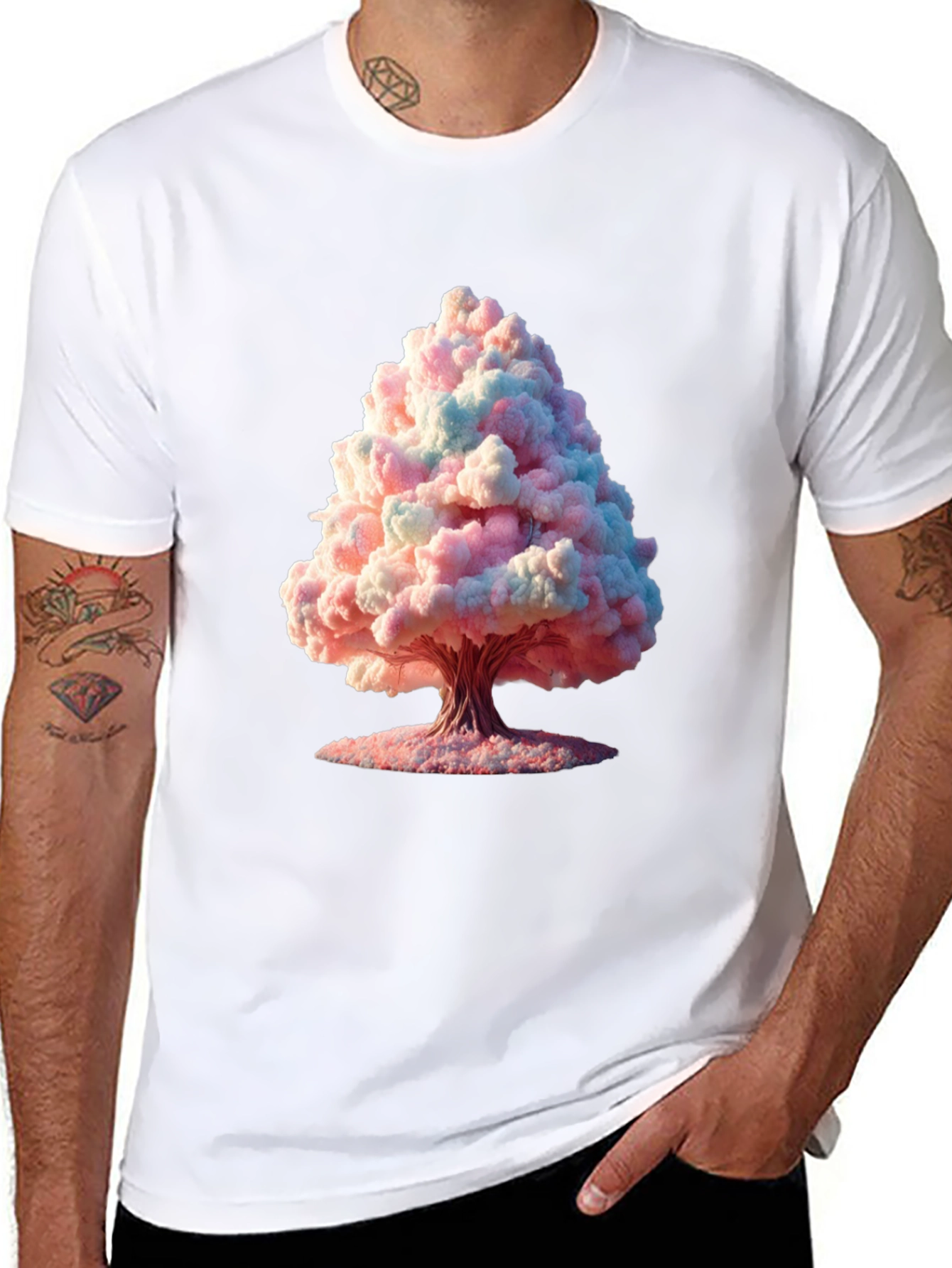 Black Cotton Candy Tree Graphic Black Tee view 8