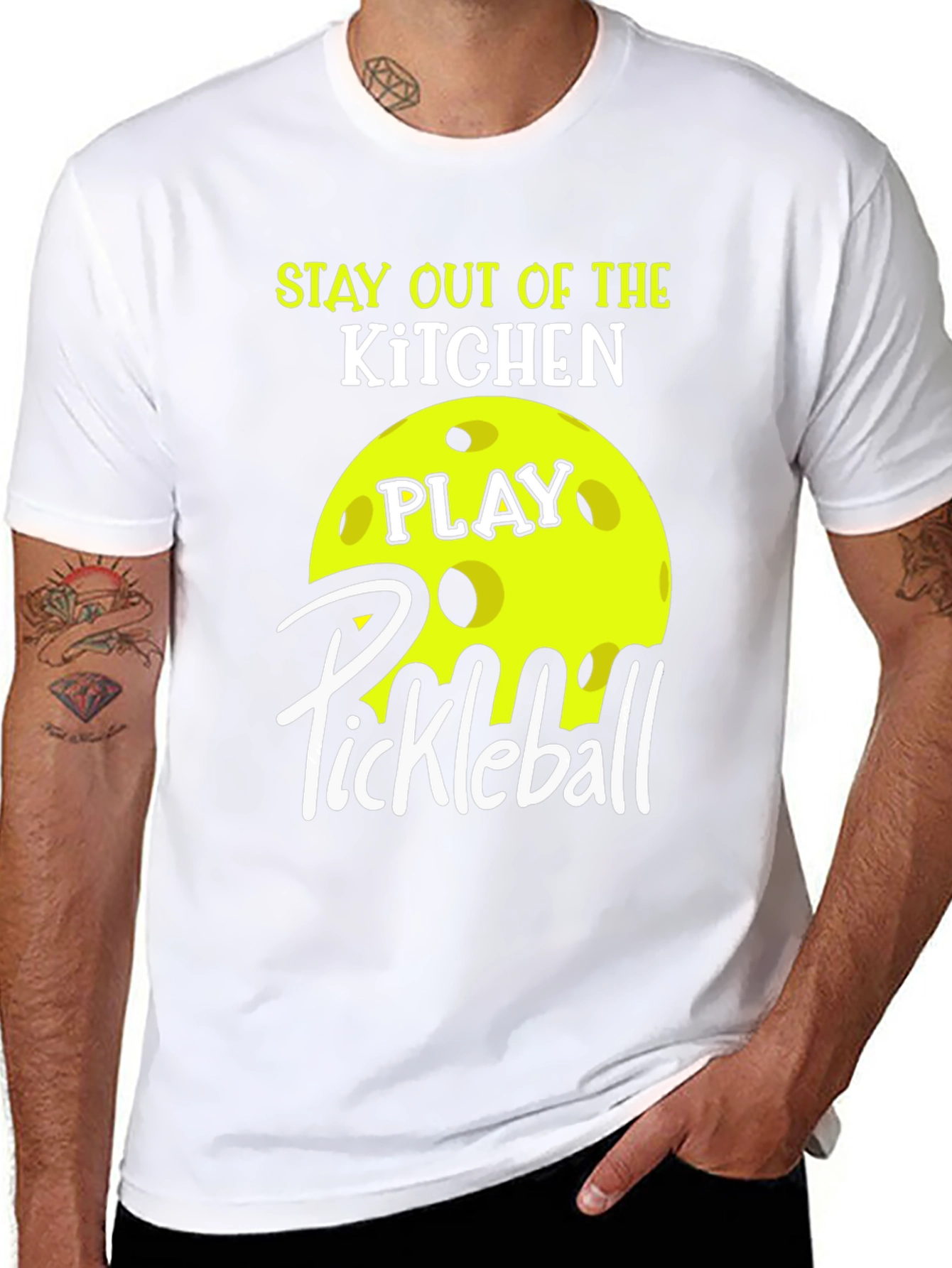 Black Stay Out of the Kitchen Pickleball T-Shirt view 8