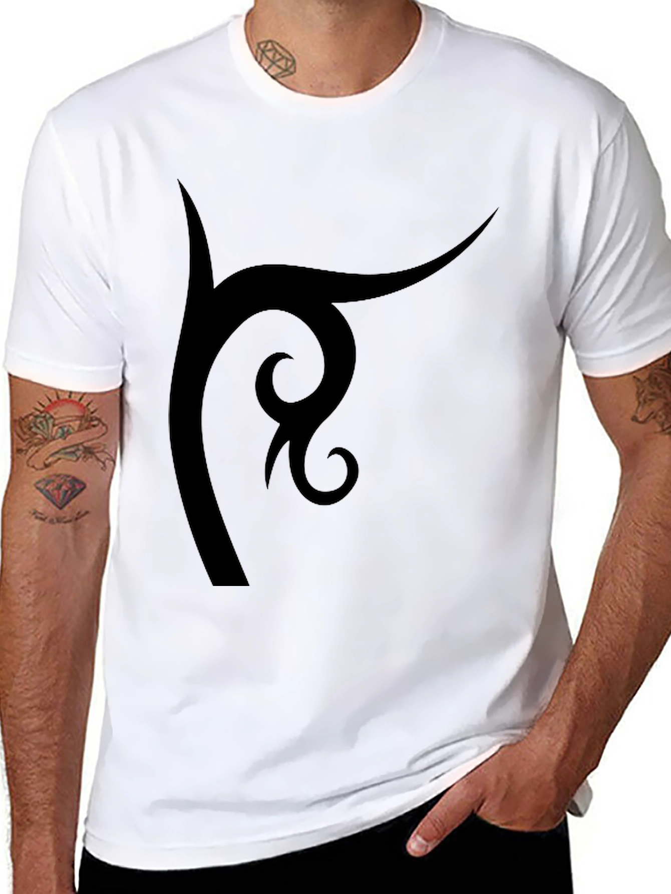 Black Tribal Design Black T-Shirt view 8