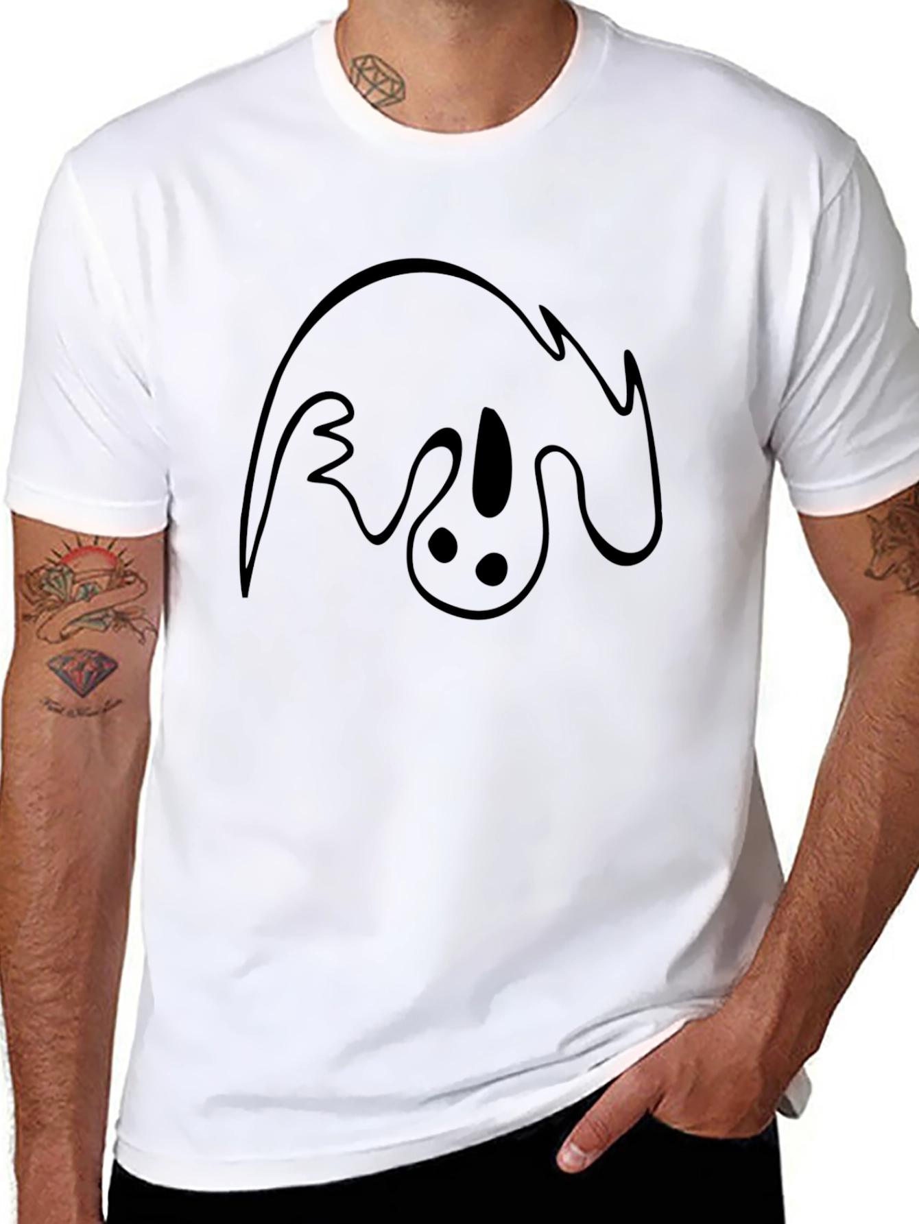 Black Ghost Graphic Tee - Soft Black Cotton T-Shirt view 8