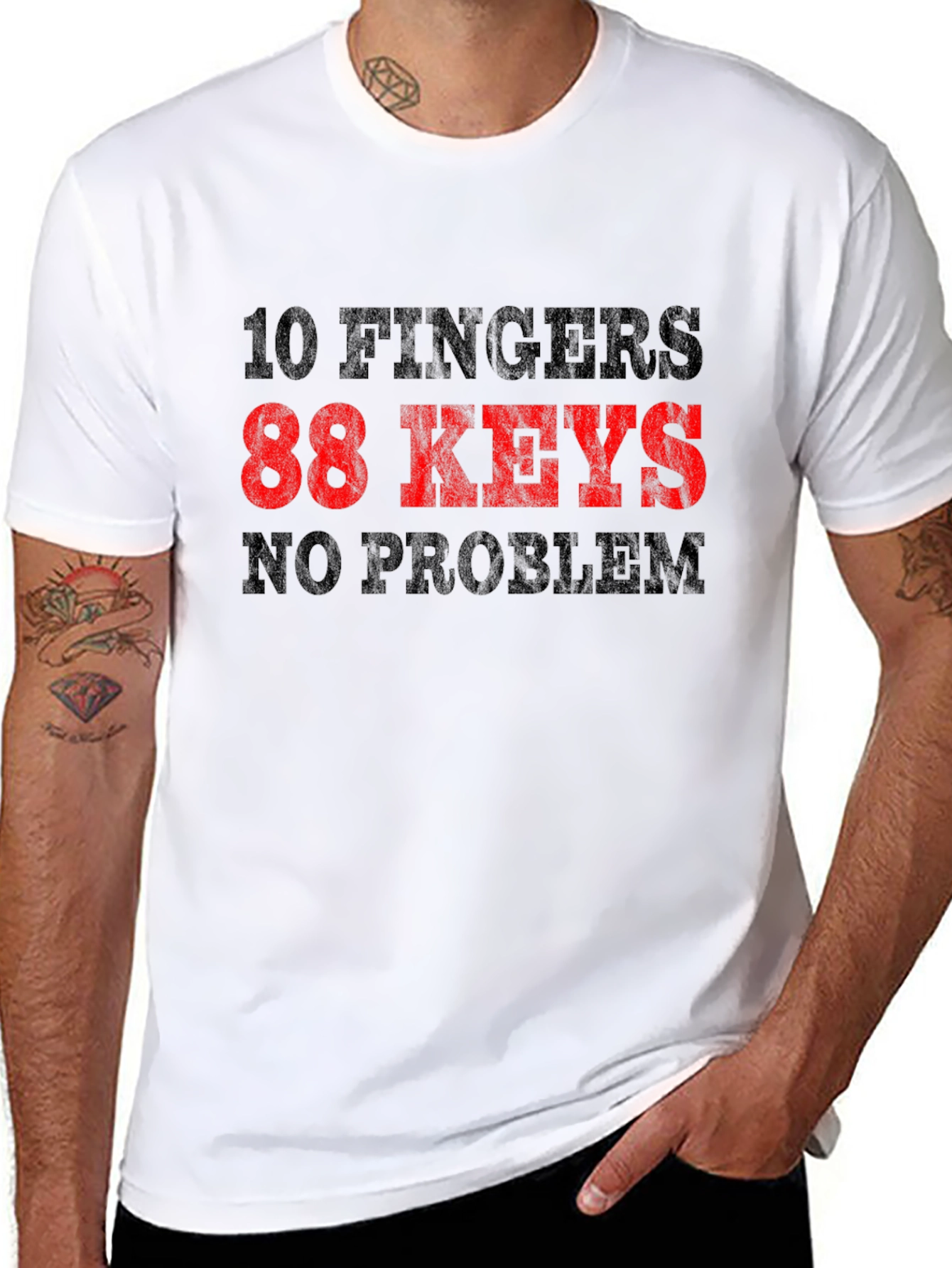 Black 10 Fingers 88 Keys No Problem T-Shirt view 8