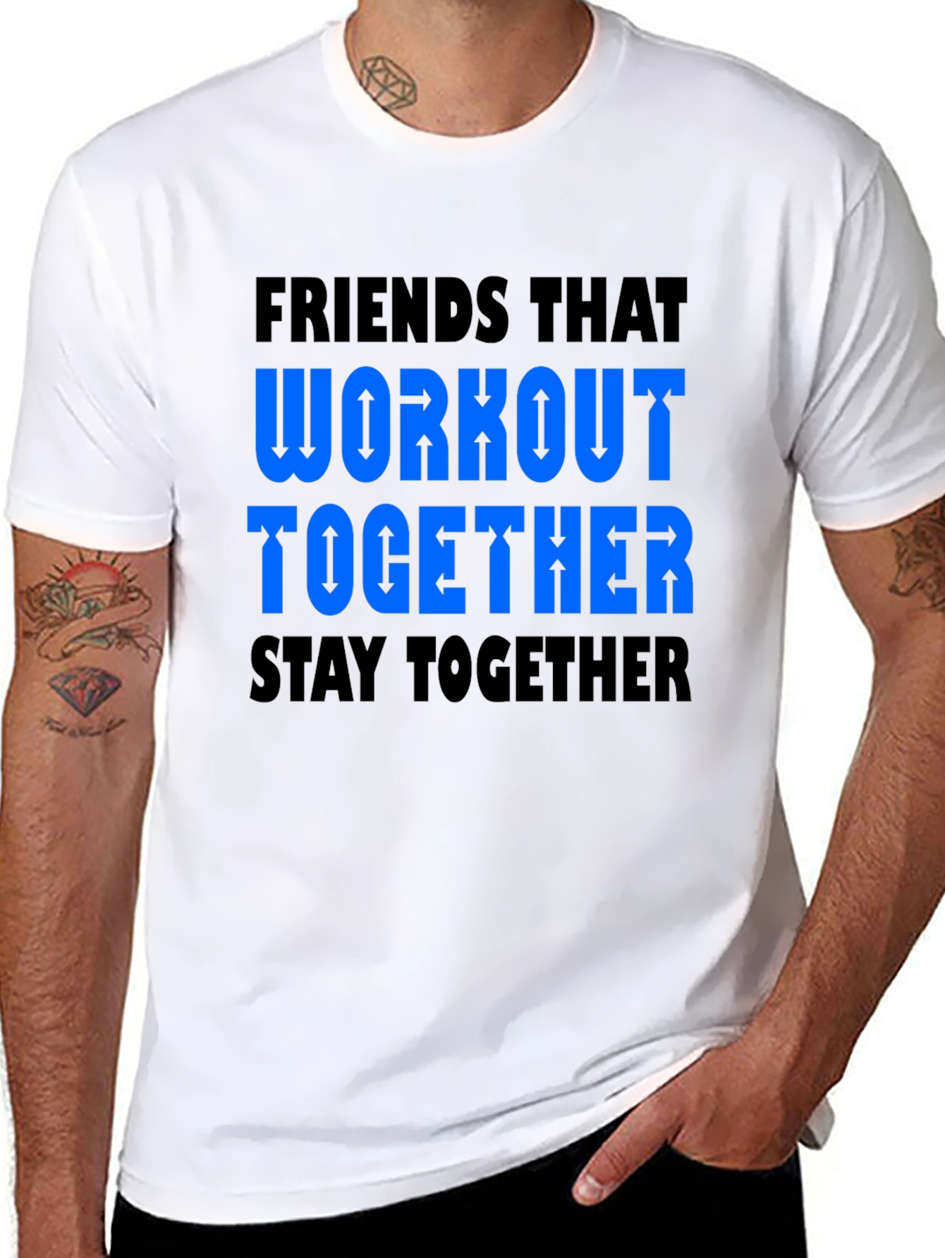 Black Friends Workout Together Graphic Tee - Black view 8