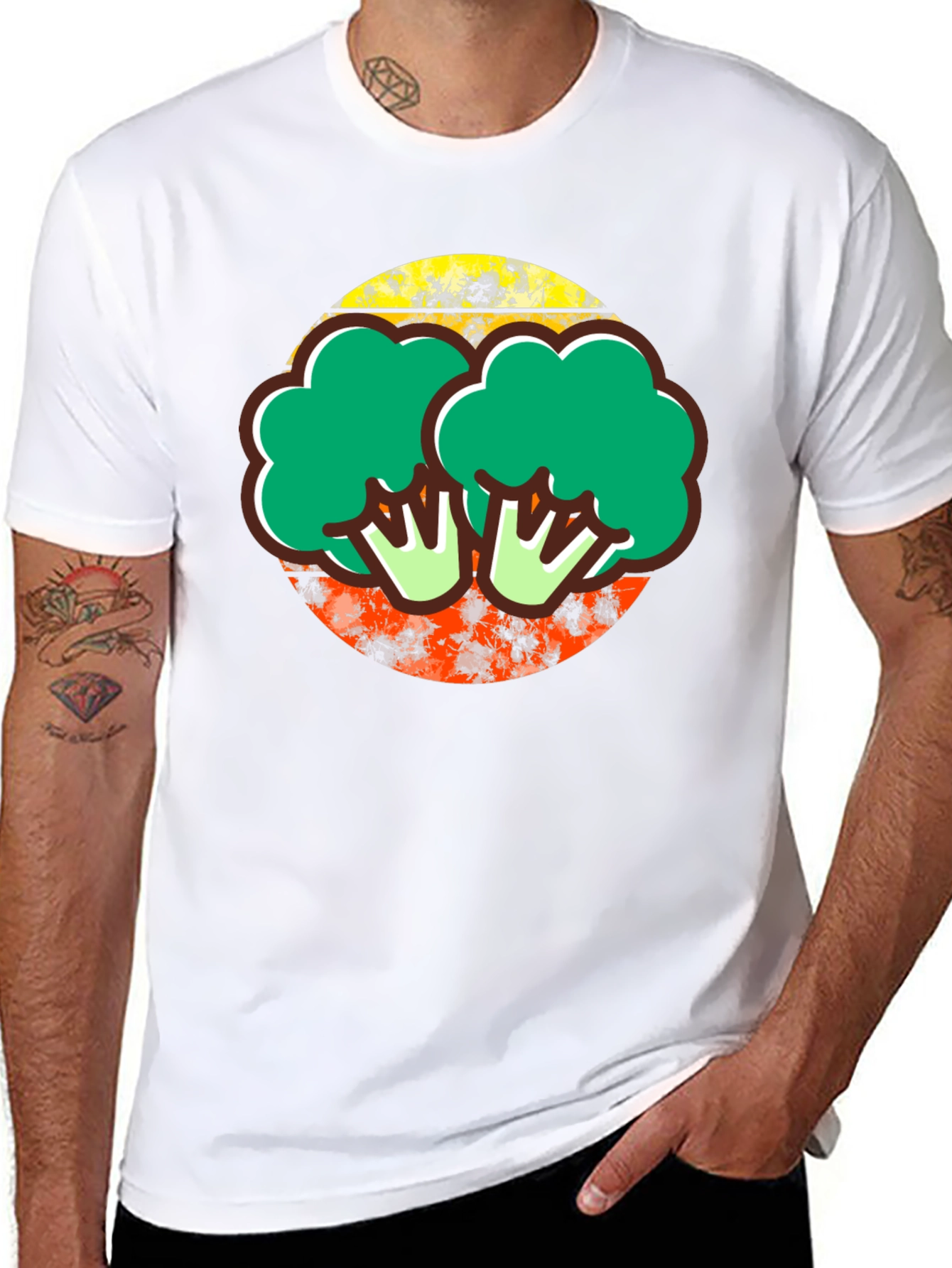 Black Broccoli Graphic Tee - Quirky Foodie T-Shirt view 8