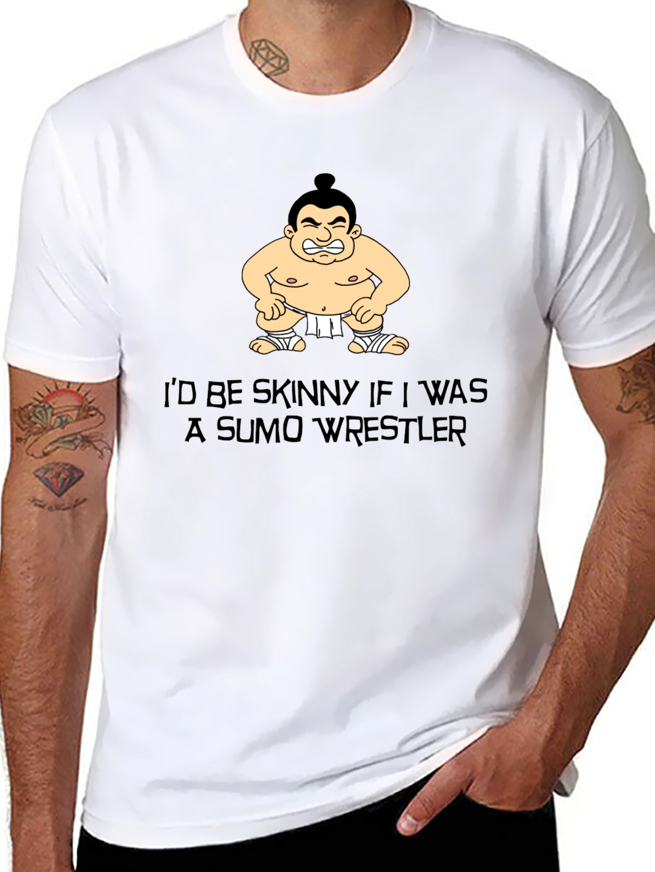 Black Sumo Wrestler Graphic T-Shirt - Funny Design view 8