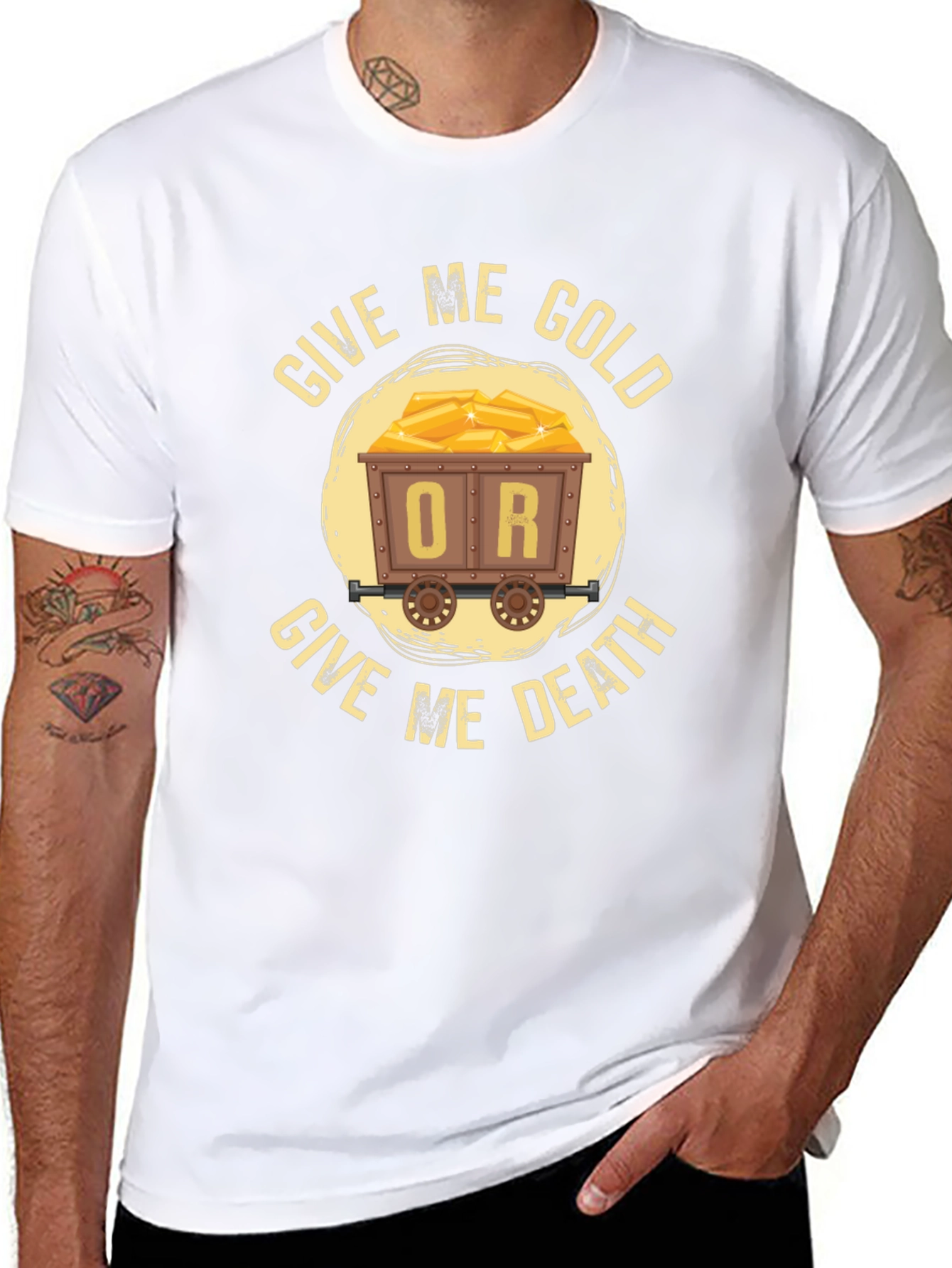Black Give Me Gold Or Give Me Death Black T-Shirt view 8
