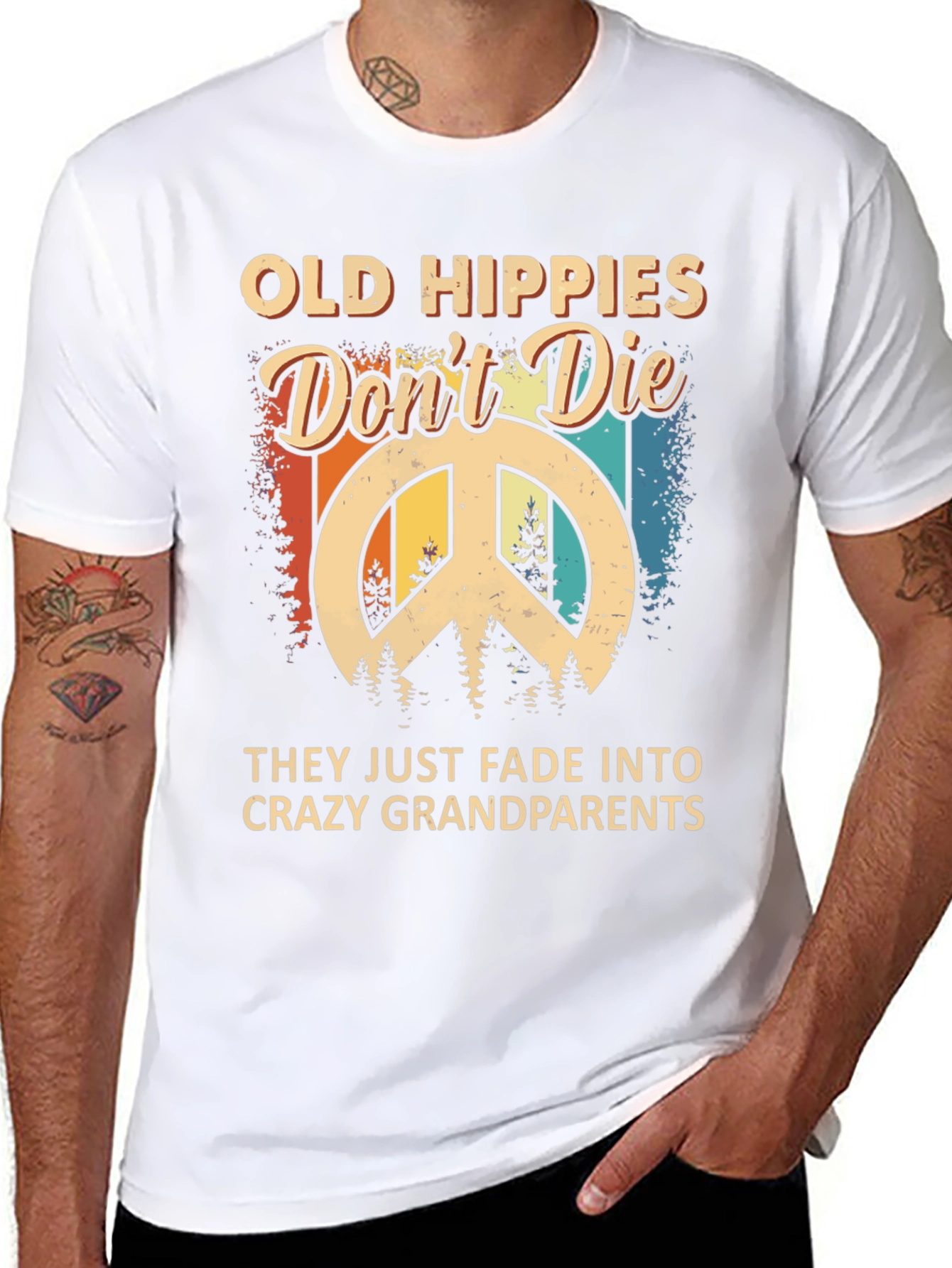 Black Old Hippies Don't Die T-Shirt view 8