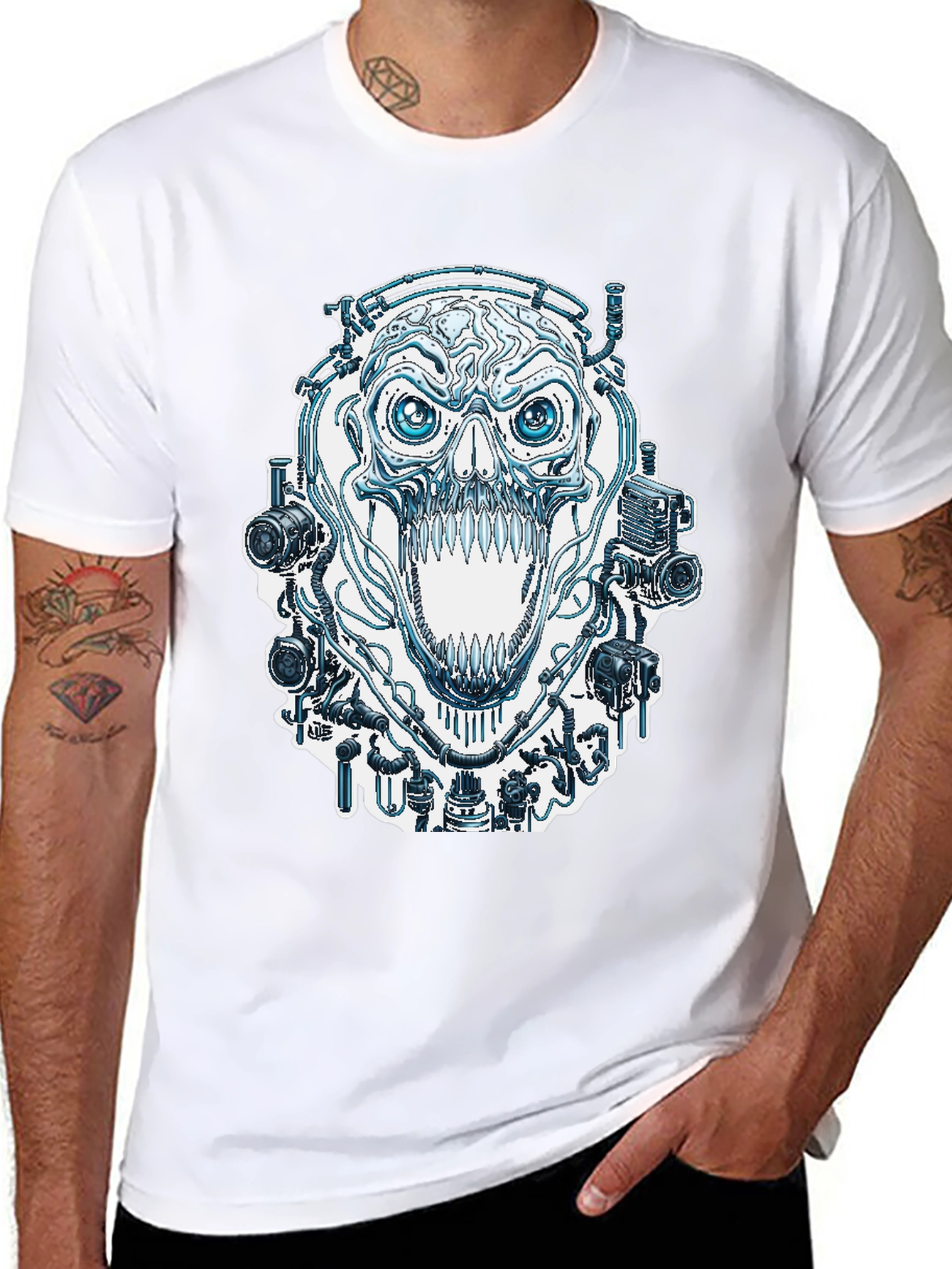 Black Steampunk Skull T-Shirt - Edgy Graphic Tee view 8