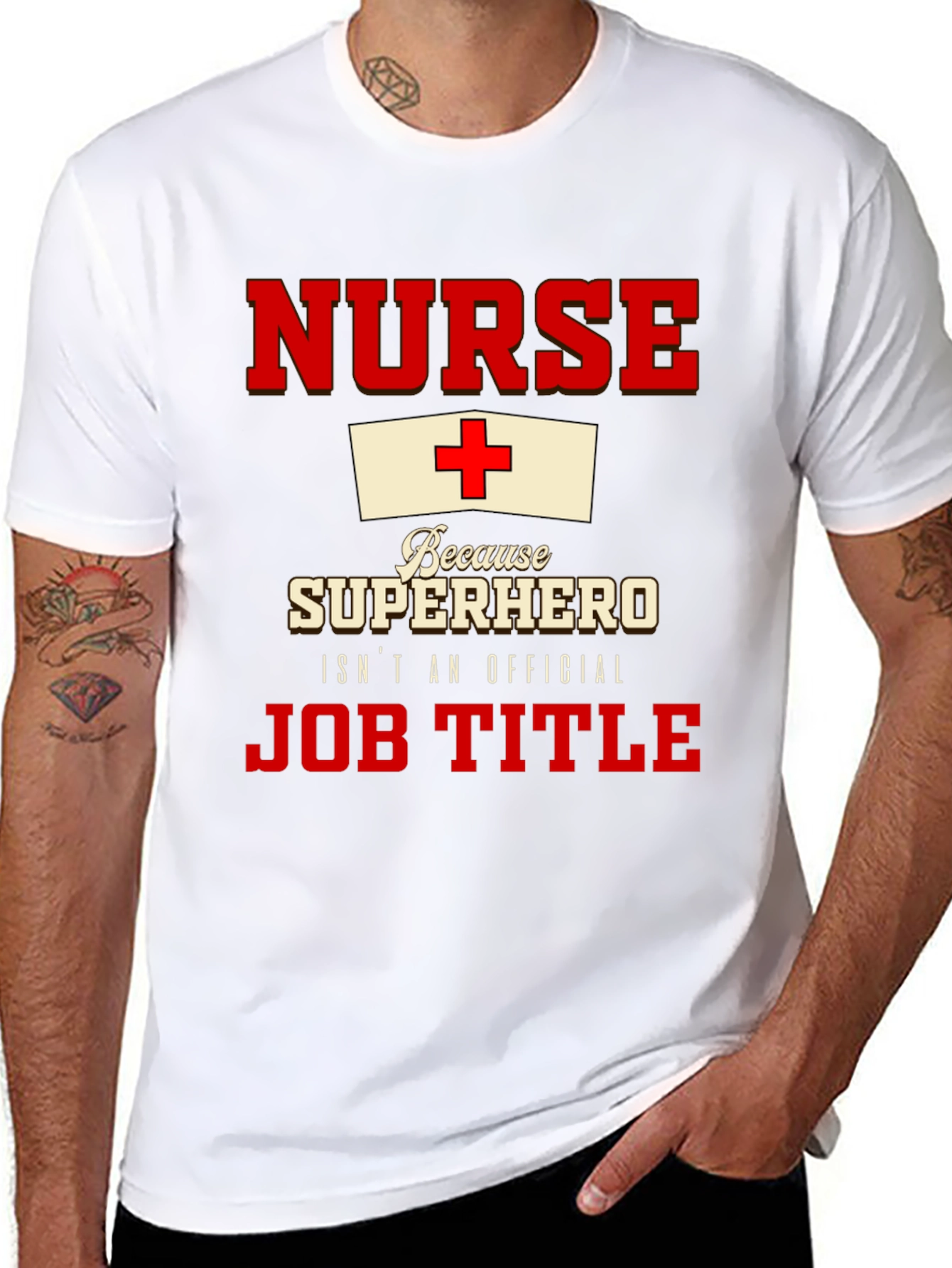 Black Nurse Superhero T-Shirt - Official Job Title view 8