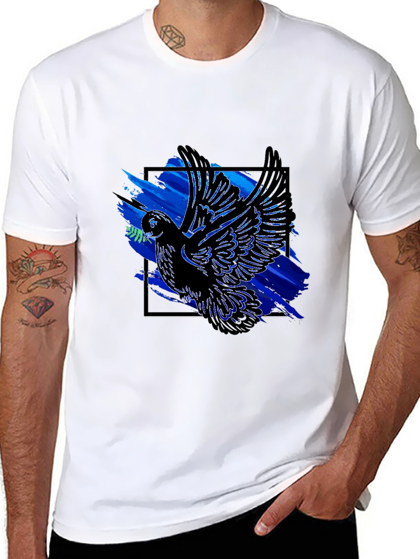 Black Peace Dove Graphic Tee - Men's Black T-Shirt view 8