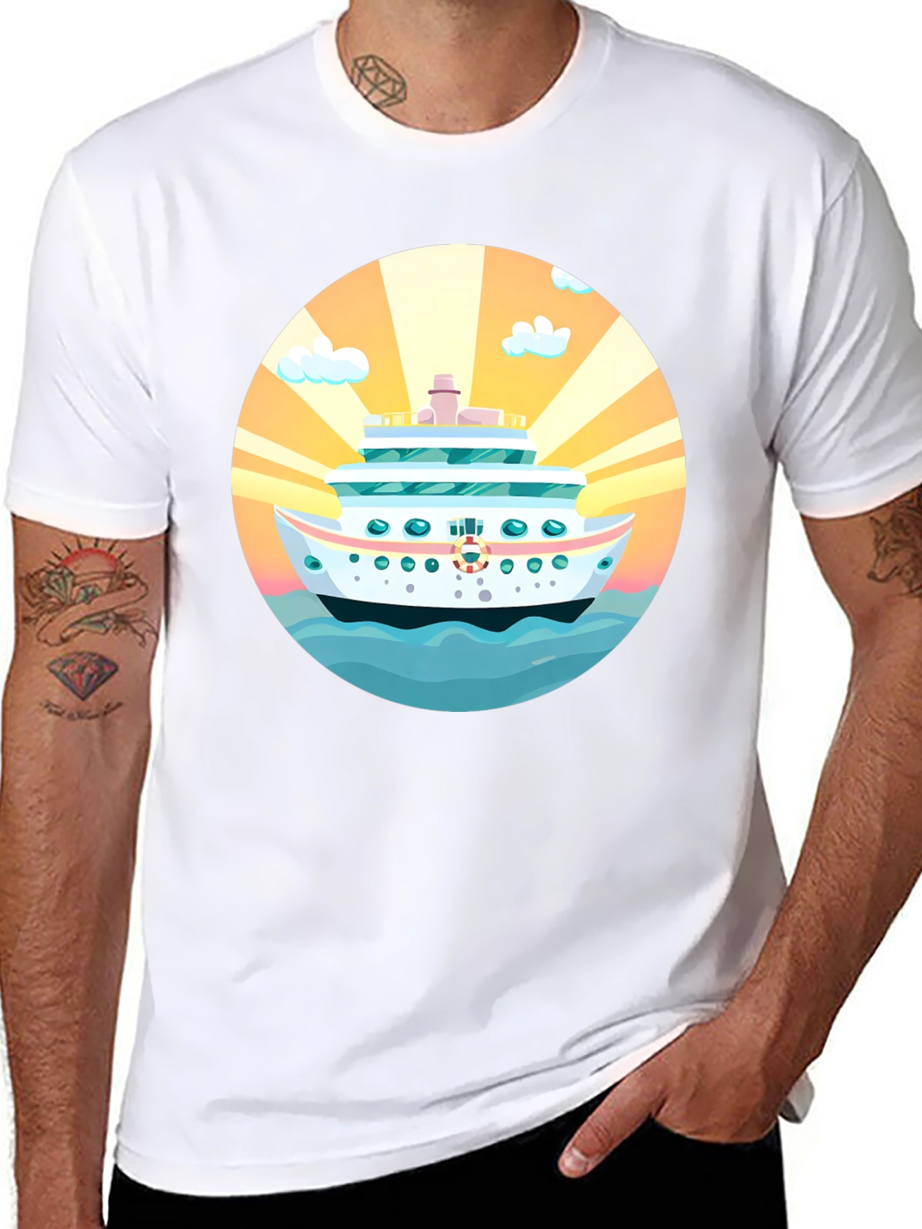 Black Cruise Ship Graphic Tee - Sun, Sea, Style! view 8