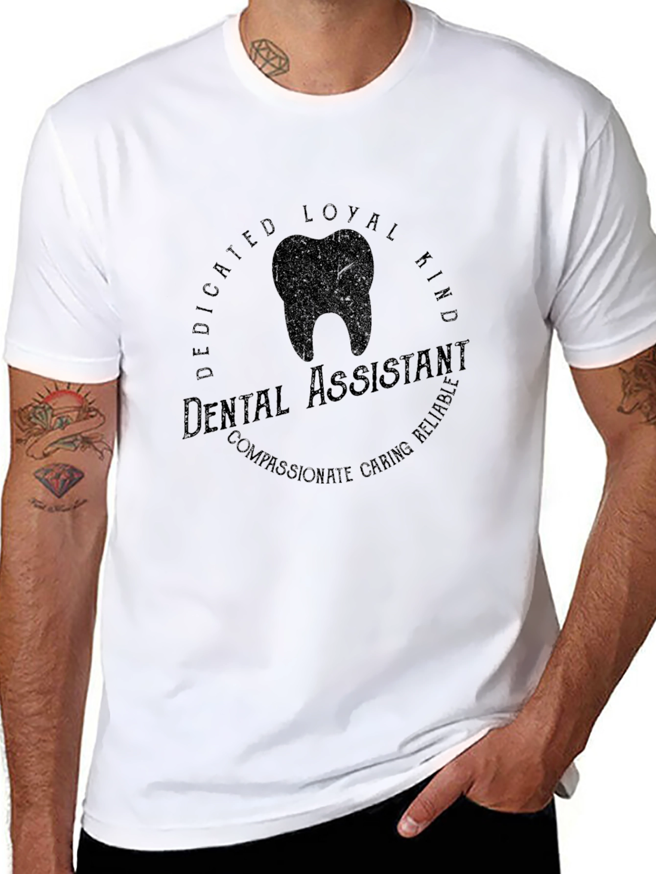 Black Dental Assistant T-Shirt - Kind, Loyal, Caring view 8