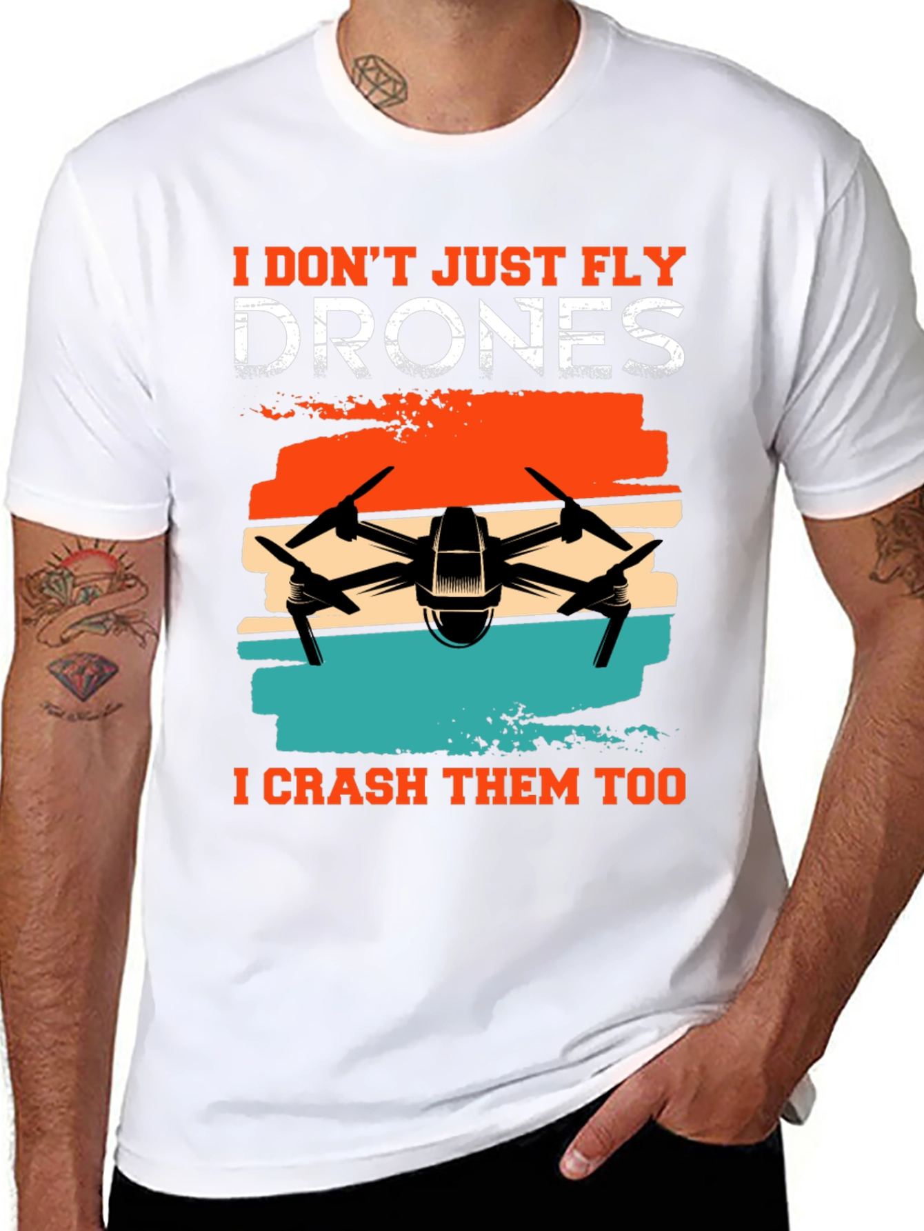 Black Drone Enthusiast T-Shirt - Fly & Crash view 8