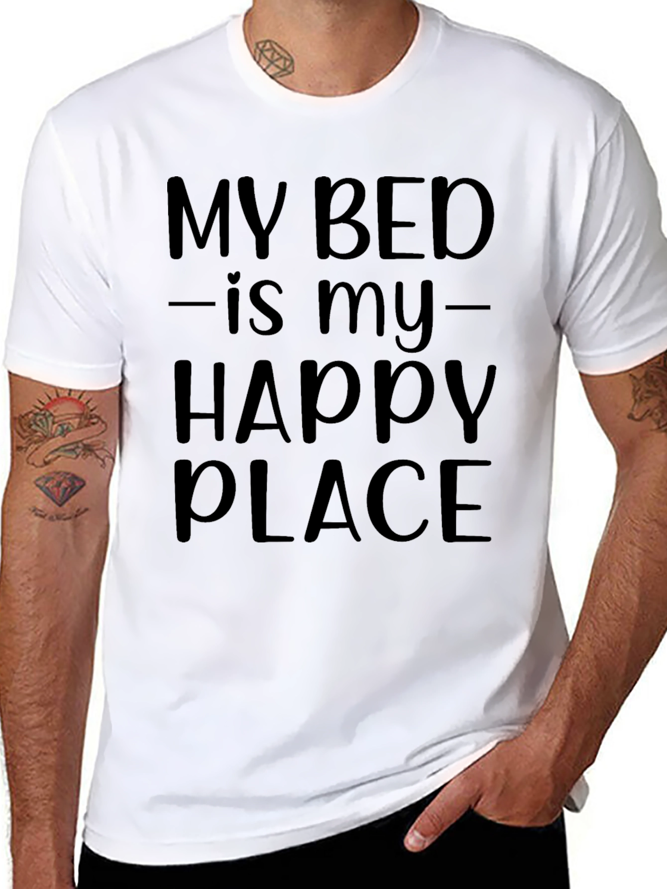 Black My Bed Is My Happy Place Graphic Tee view 8
