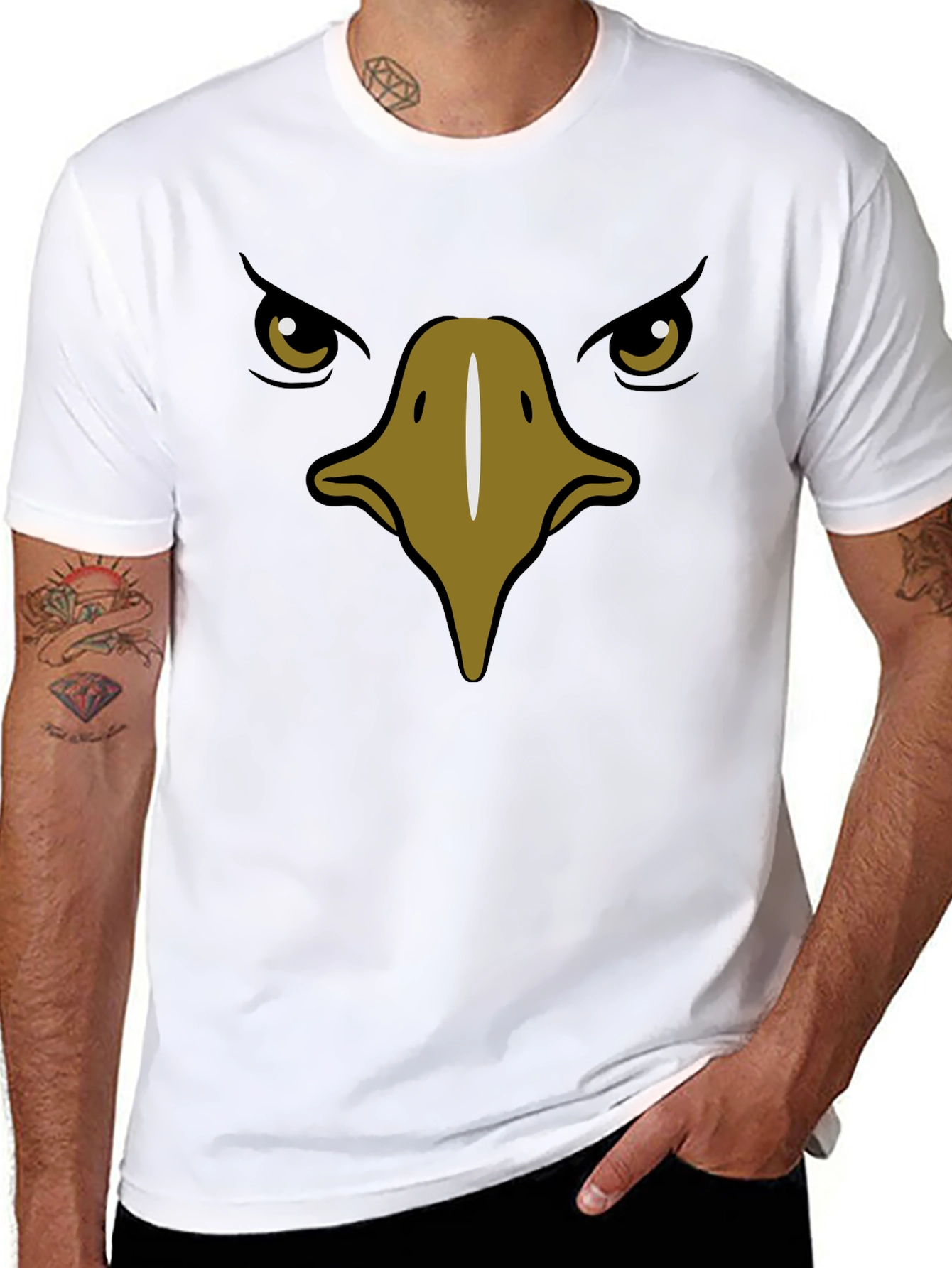 Black Bold Eagle Face Graphic Black T-Shirt view 8