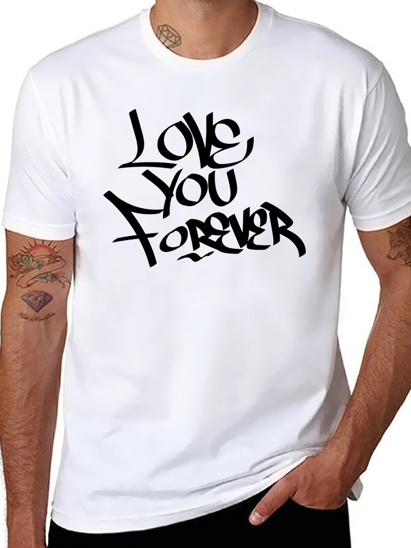 Black Love You Forever Black Graphic T-Shirt view 8