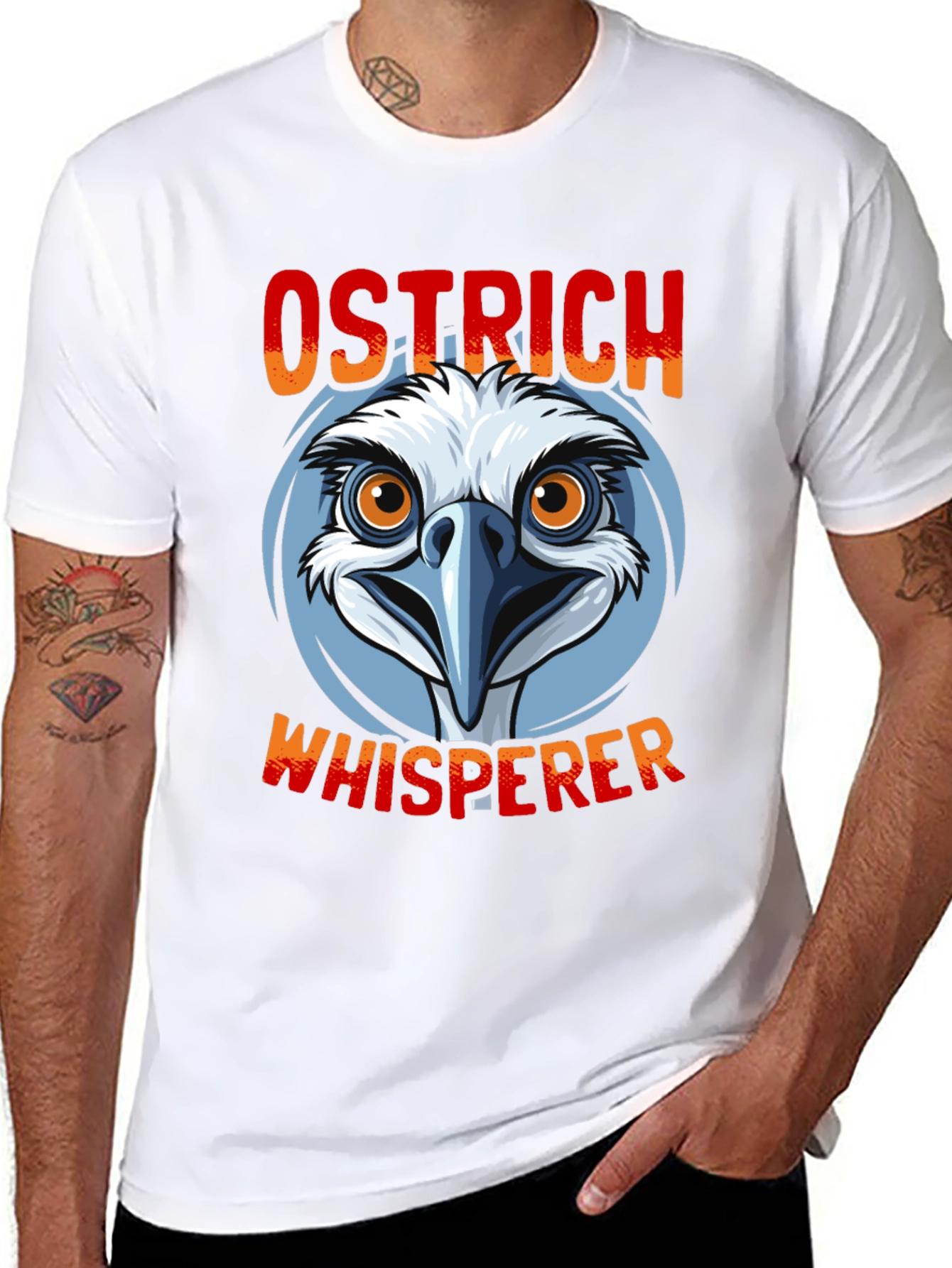 Black Ostrich Whisperer Graphic T-Shirt - Funny Bird Lover Tee view 8