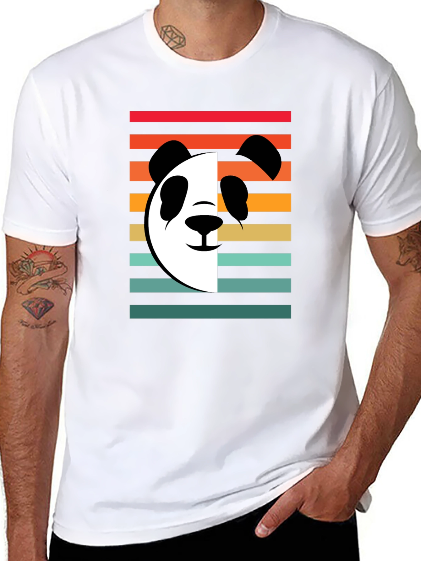 Black Retro Panda Graphic Tee - Stylish Cotton T-Shirt view 8