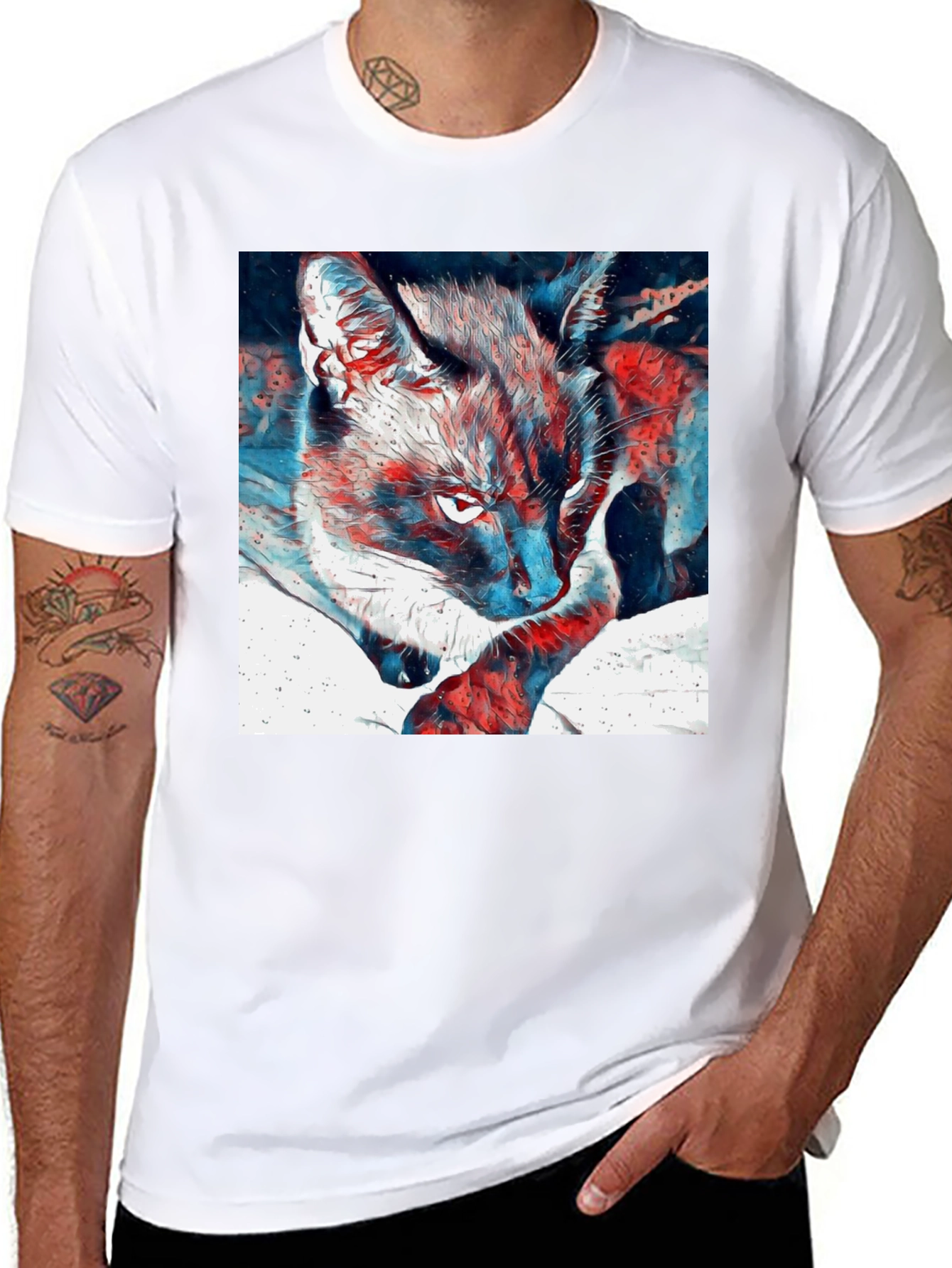 Black Cat Graphic T-Shirt - Cool Animal Tee view 8