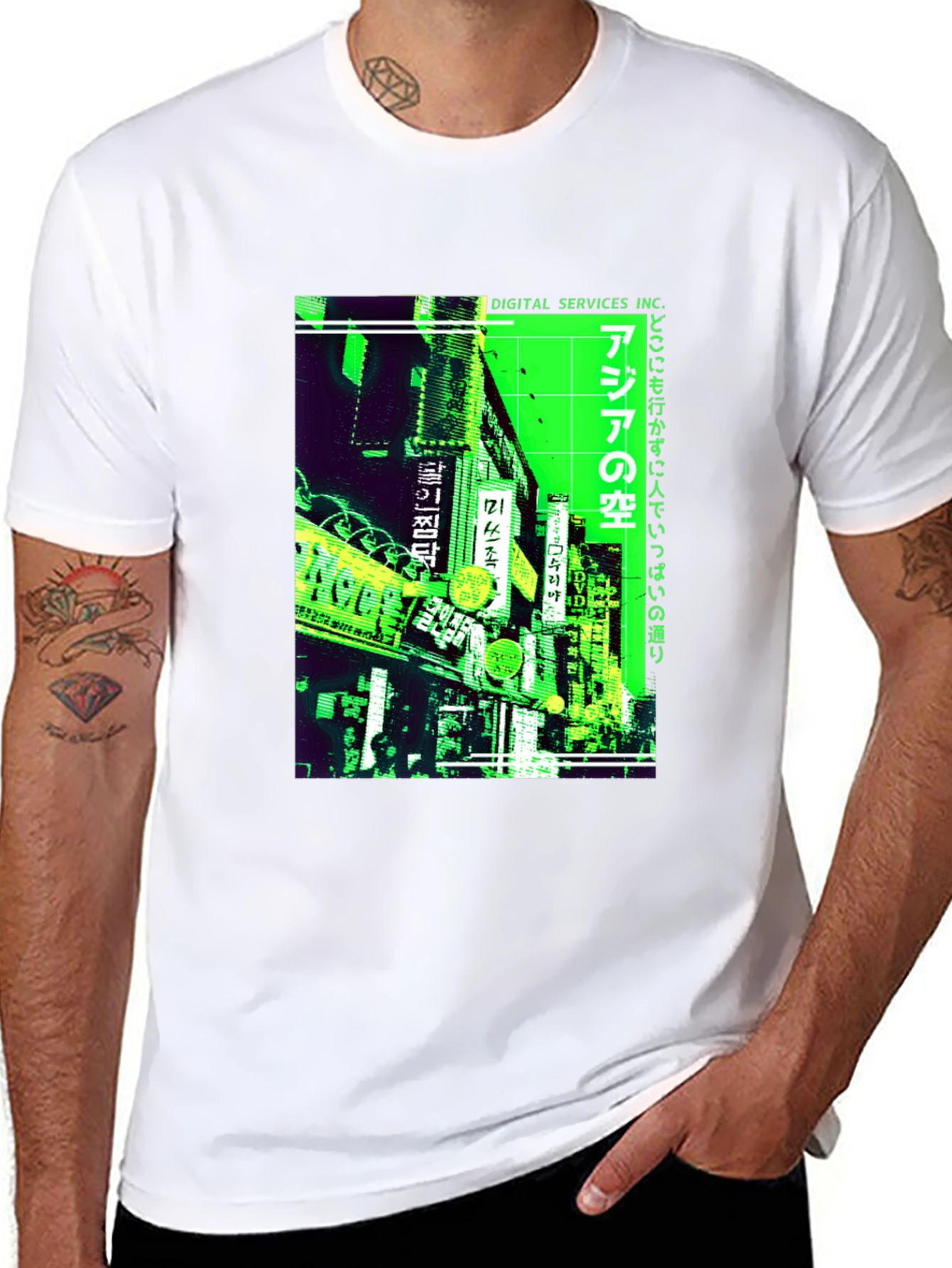 Black Asia Street Scene Graphic T-Shirt - Digital Services view 8