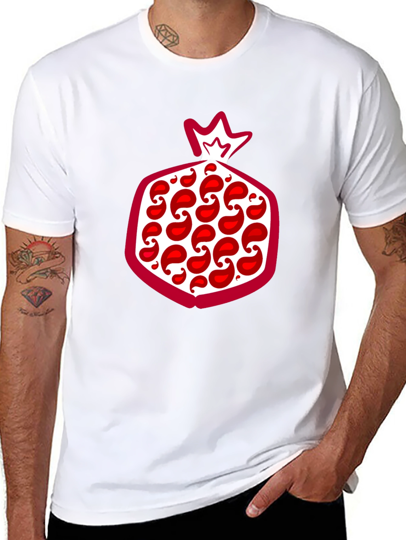 Black Pomegranate Graphic Tee - Stylish Fruit Design T-Shirt view 8