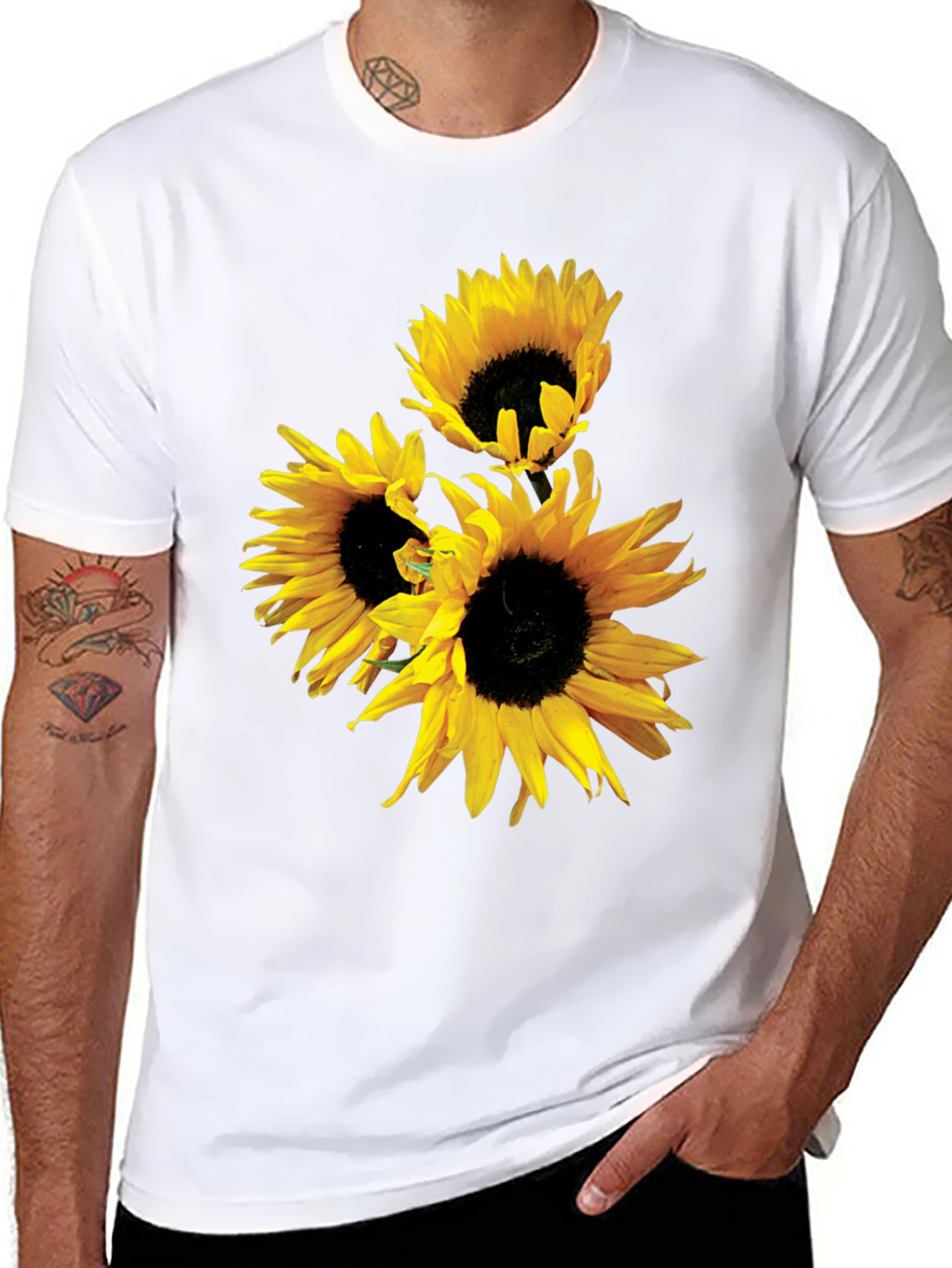 Black Sunflower Graphic Tee - Black Cotton Blend view 8