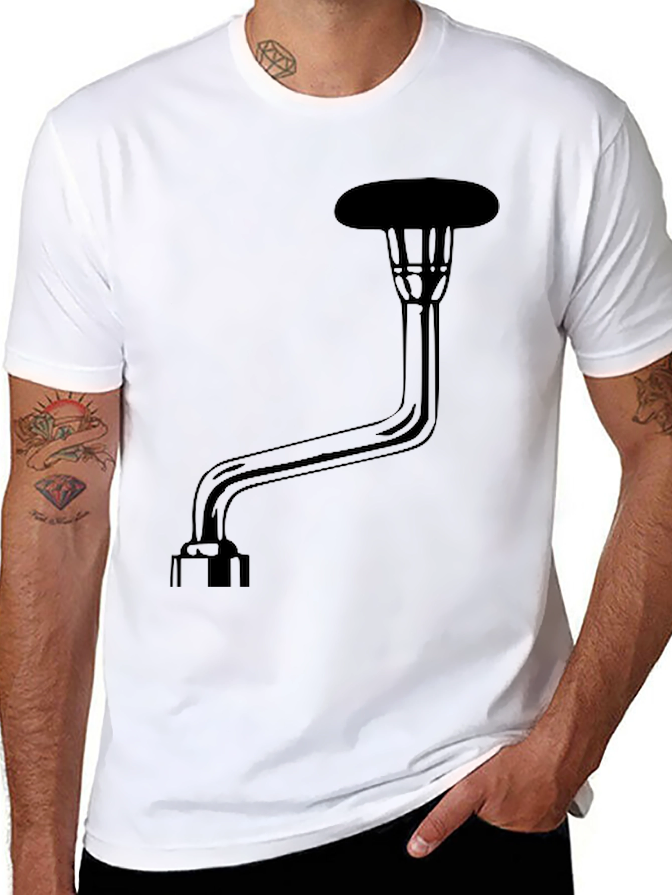 Black Novelty Toilet Plunger Graphic T-Shirt view 8