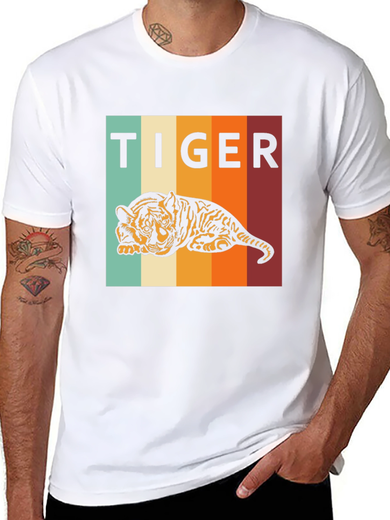 Black Retro Tiger Graphic Tee - Comfort Fit view 8