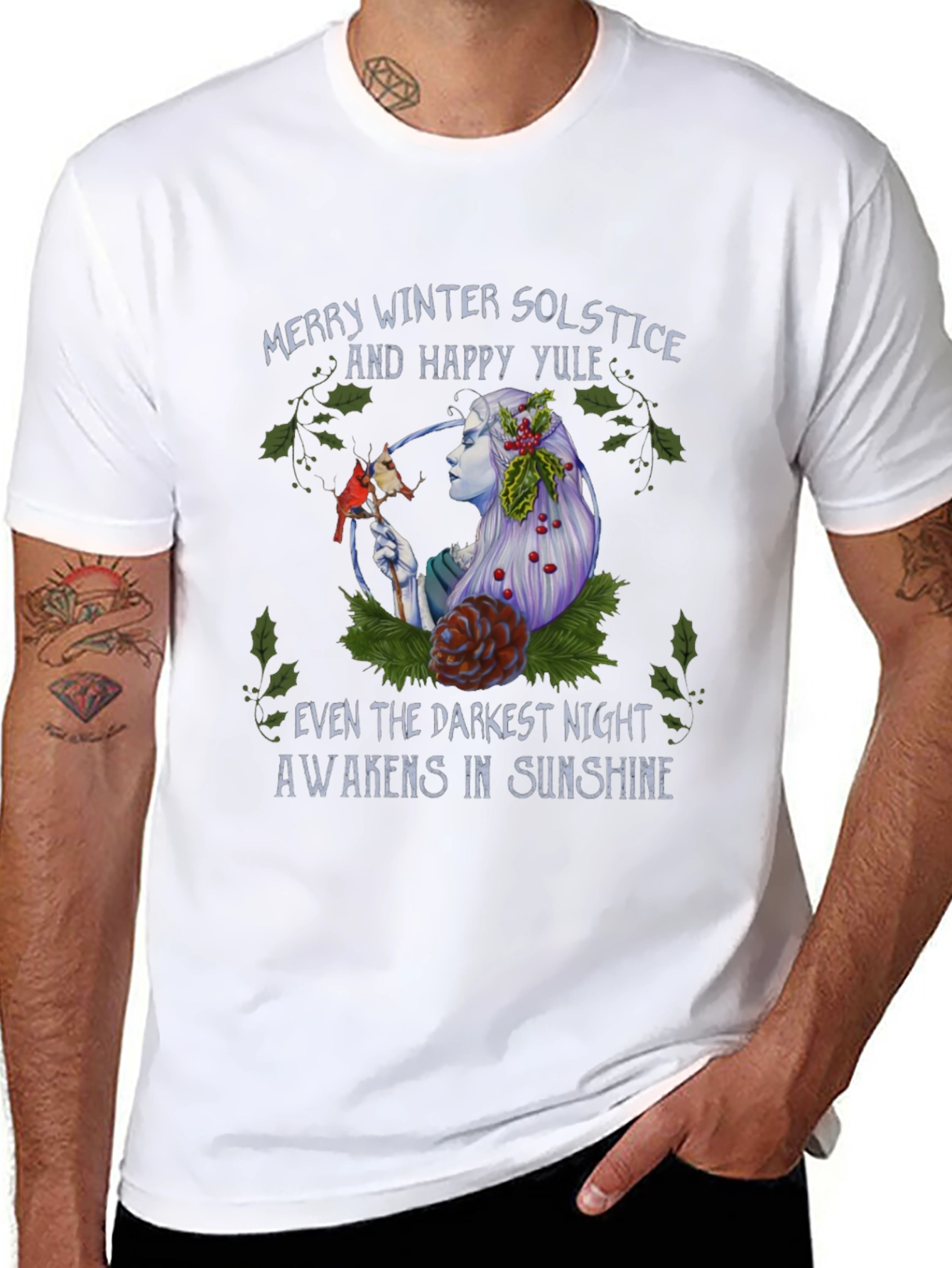 Black Winter Solstice & Happy Yule Graphic T-Shirt view 8