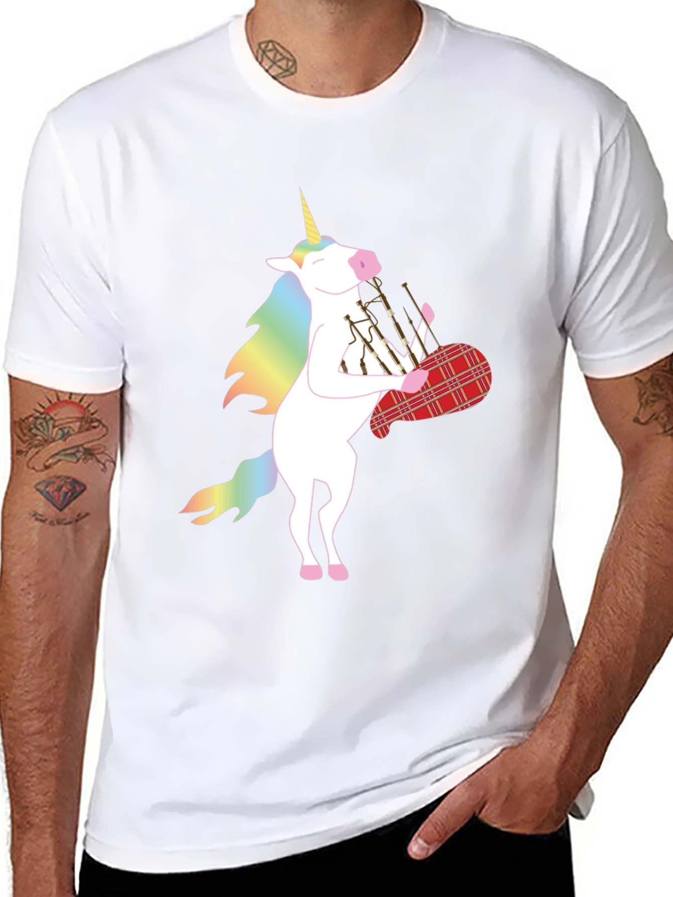 Black Unicorn Bagpipes Black T-Shirt view 8