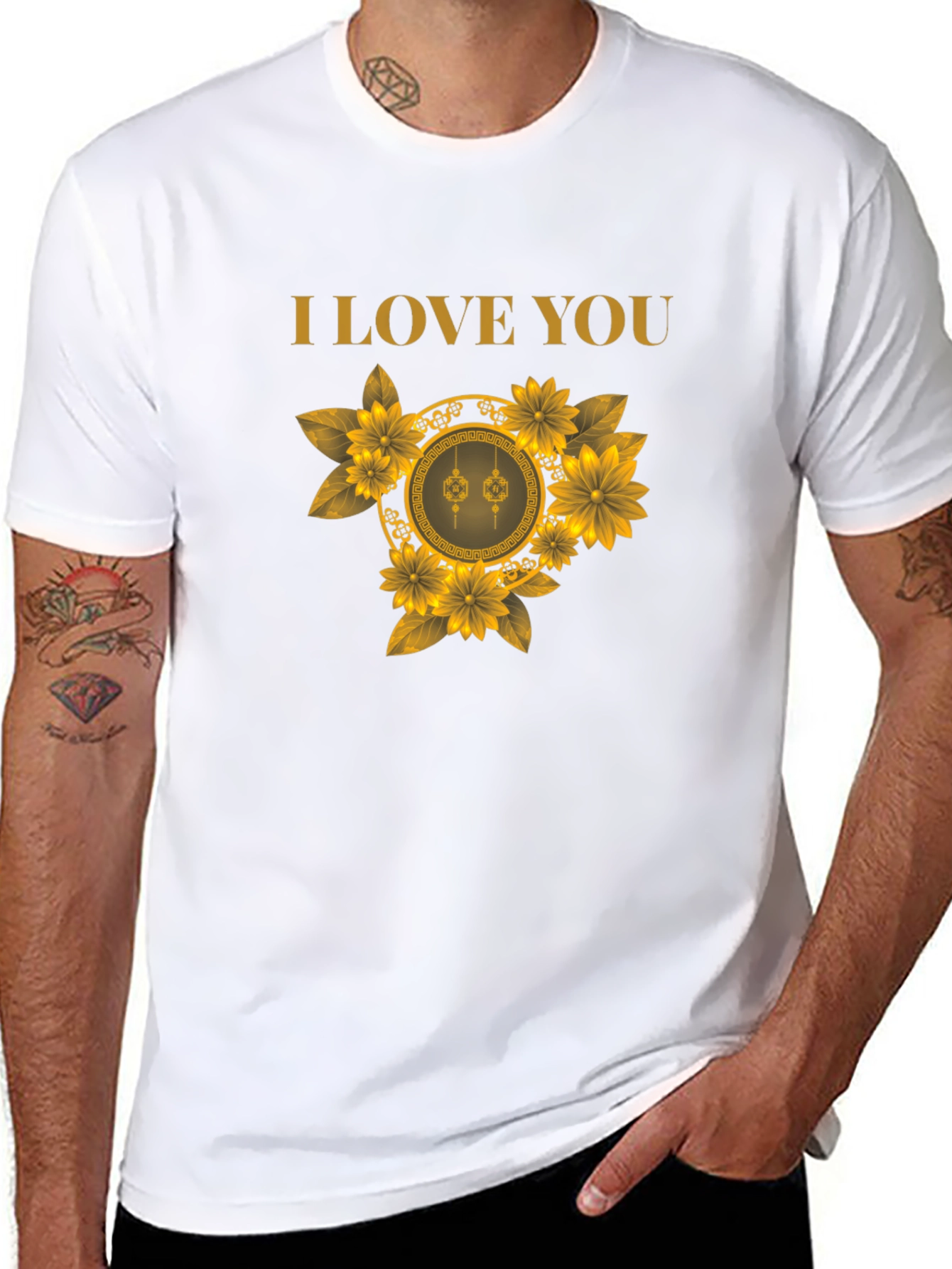 Black I Love You Floral T-Shirt view 8