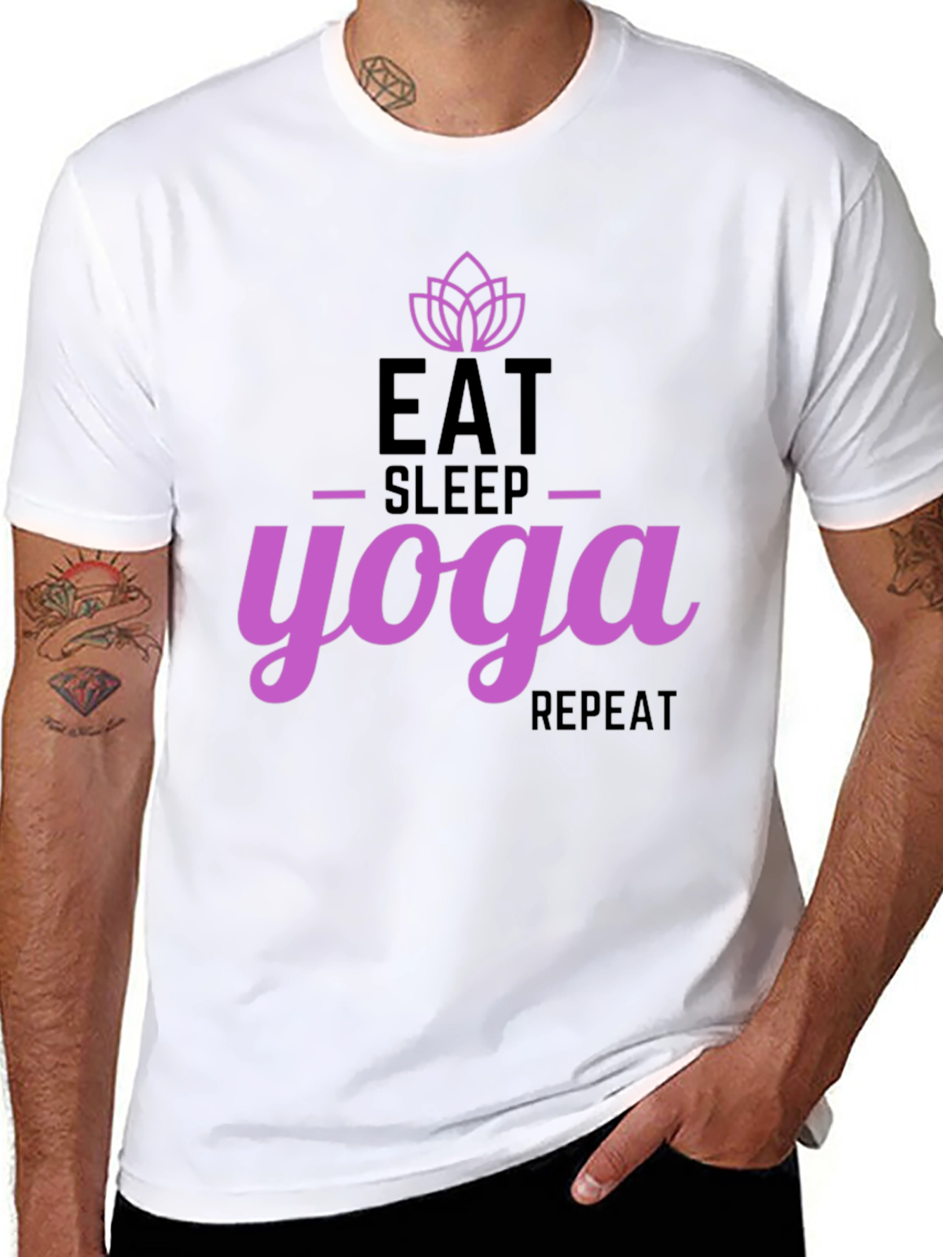 Black Eat Sleep Yoga Repeat Black T-Shirt view 8