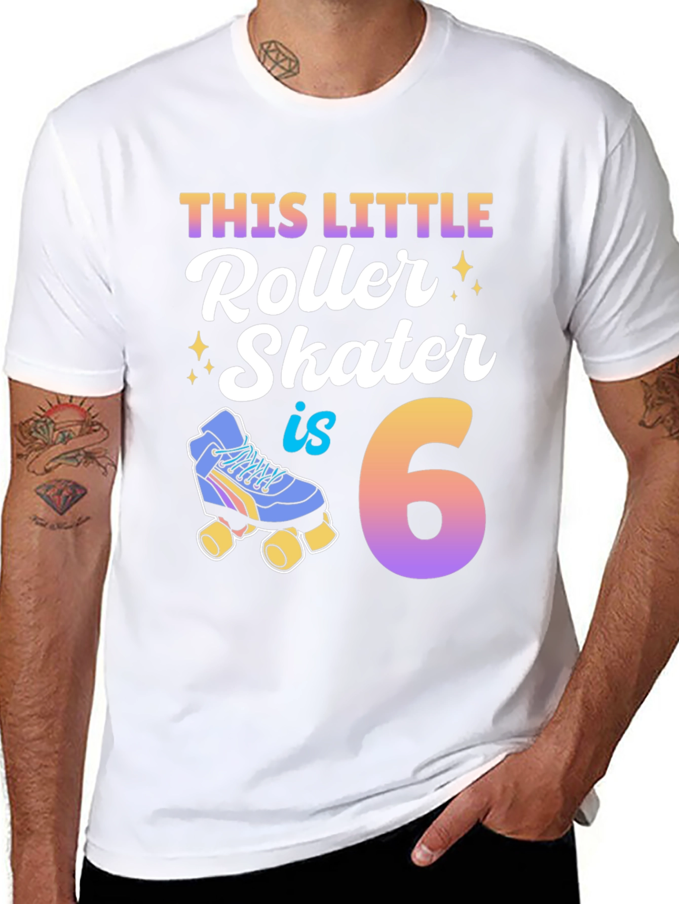 Black This Little Roller Skater is 6 Birthday Shirt view 8