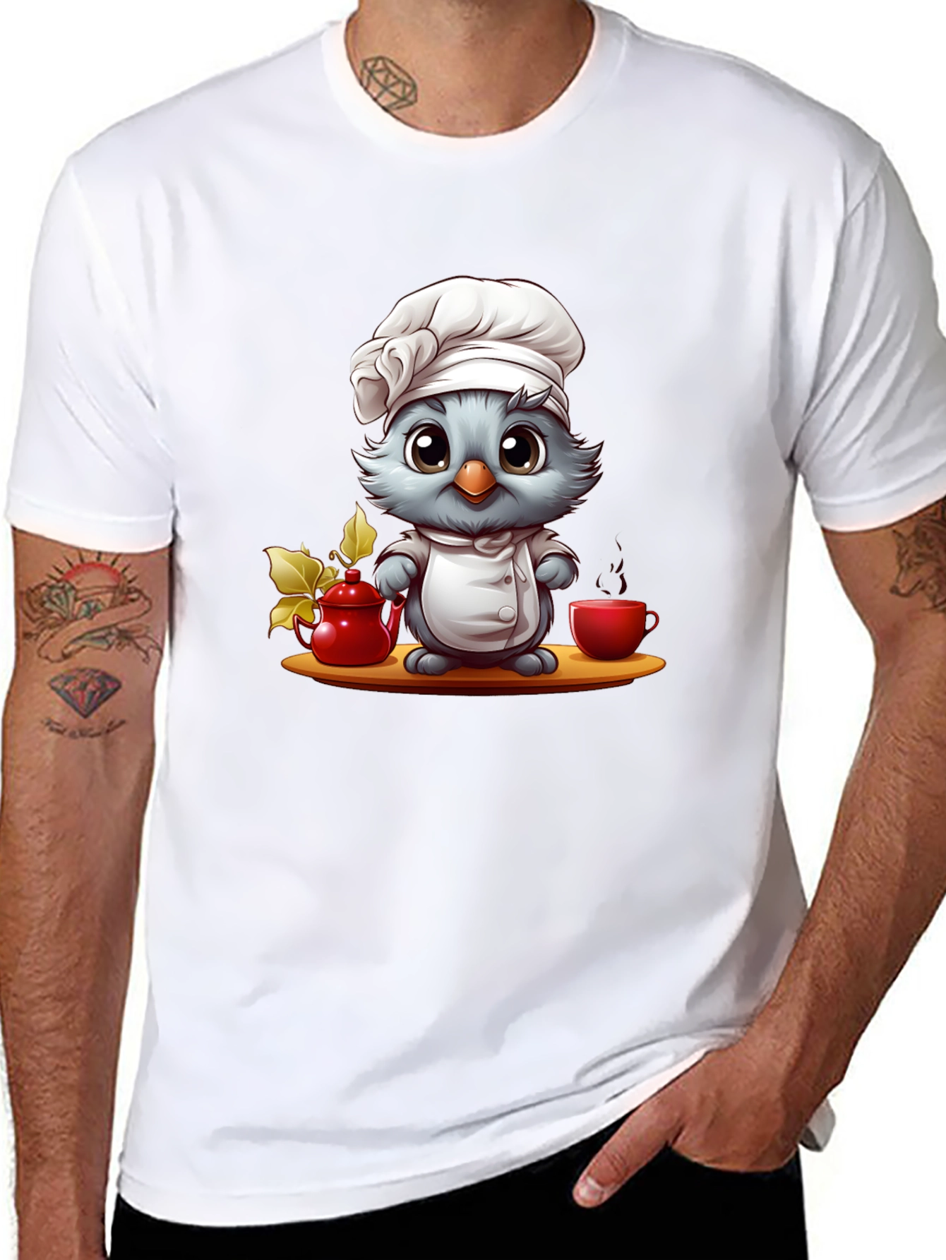 Black Chef Bird Graphic T-Shirt - Cute & Comfortable Tee view 8