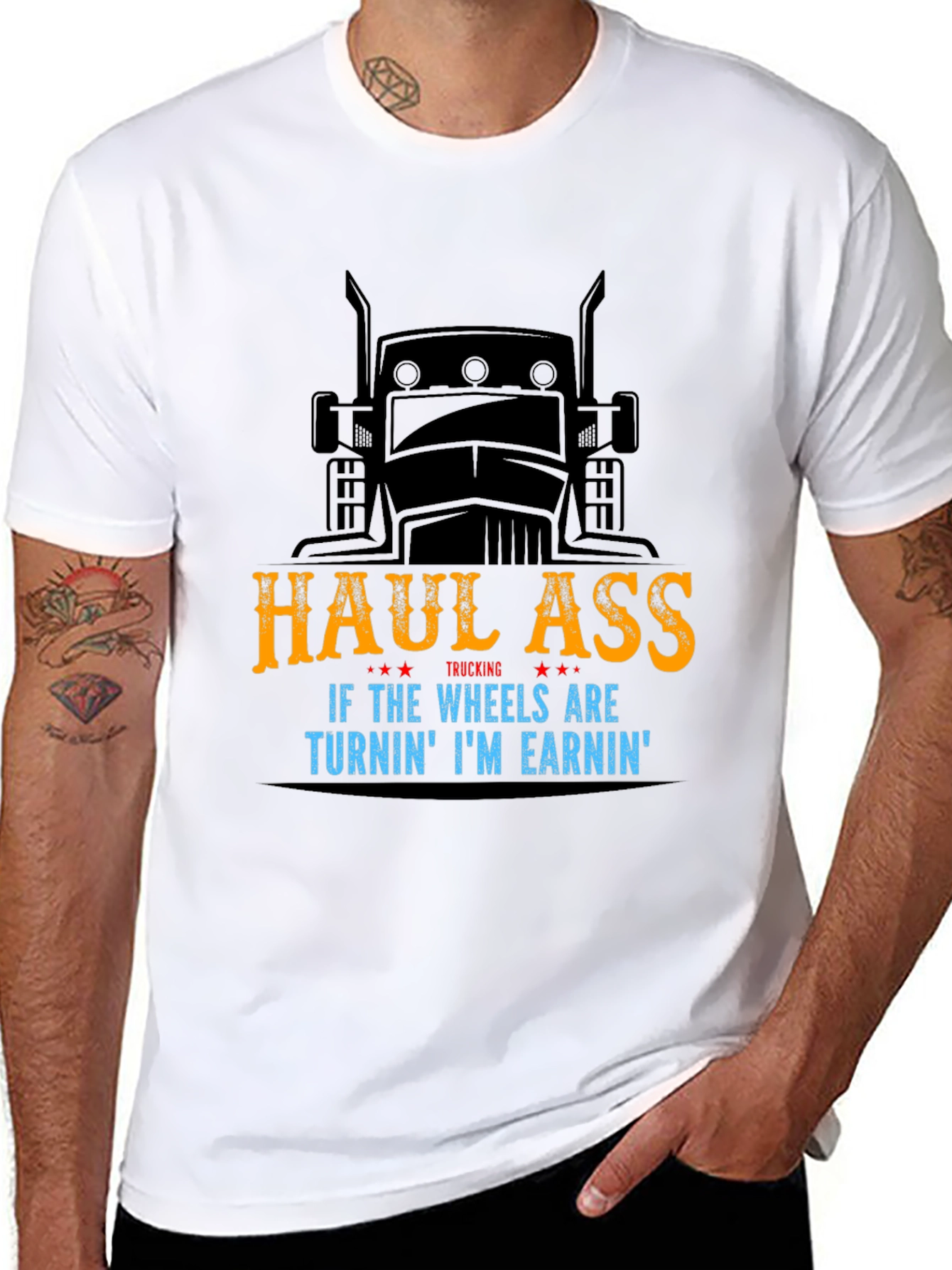 Black Haul Ass Trucking Graphic T-Shirt view 8