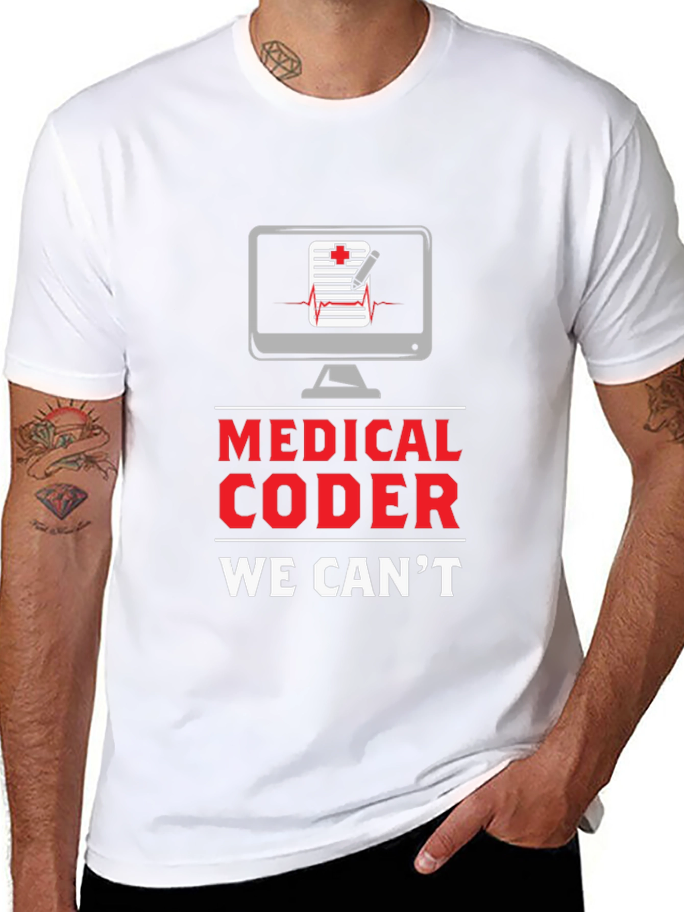 Black Medical Coder Graphic Tee - Coding Humor T-Shirt view 8