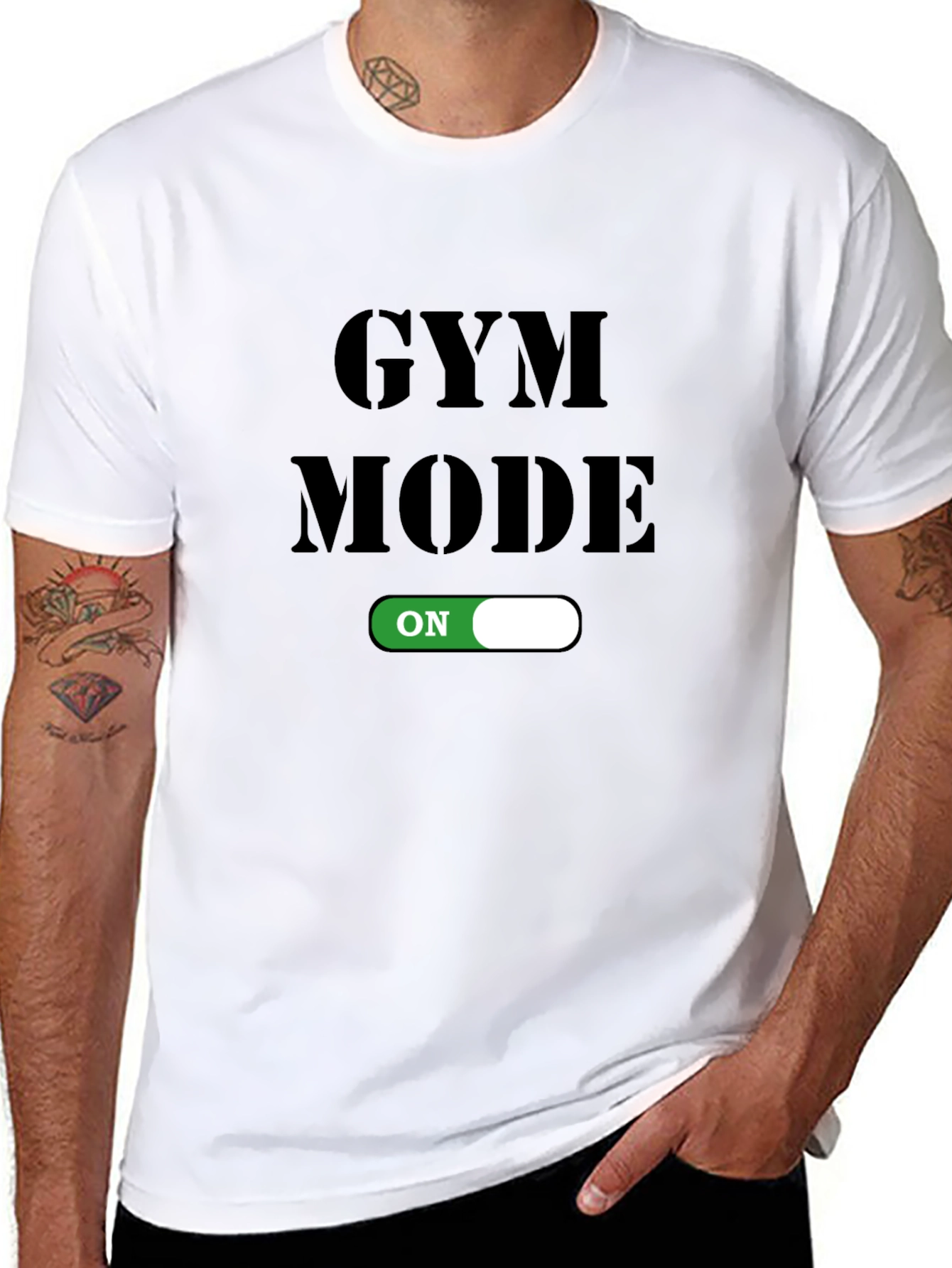 Black Gym Mode On T-Shirt - Fitness Apparel view 8