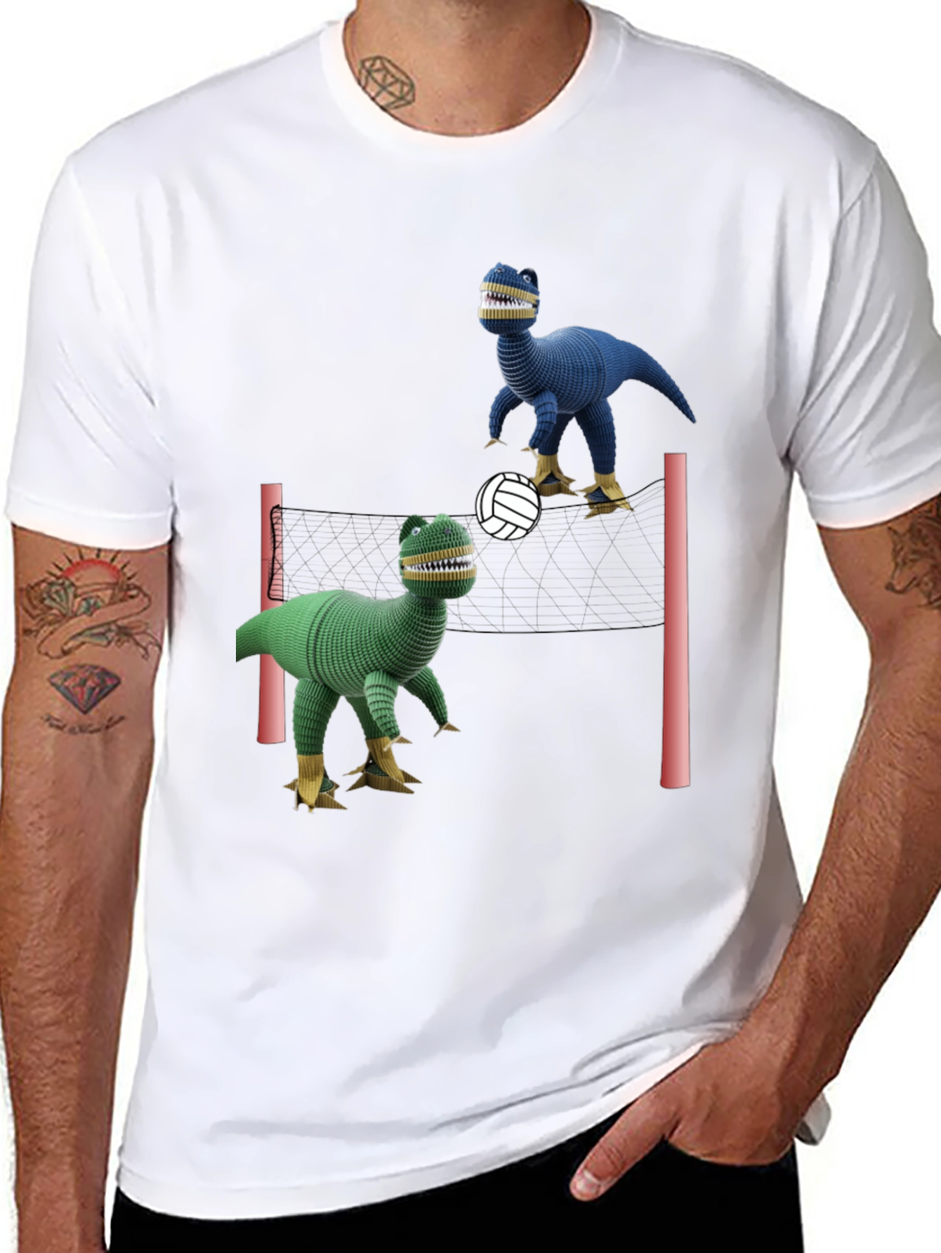 Black Dino Volleyball Black T-Shirt view 8