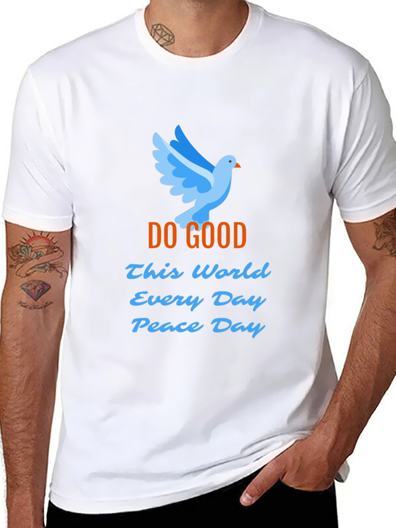 Black Peace Dove Graphic T-Shirt - Do Good Peace Day view 8