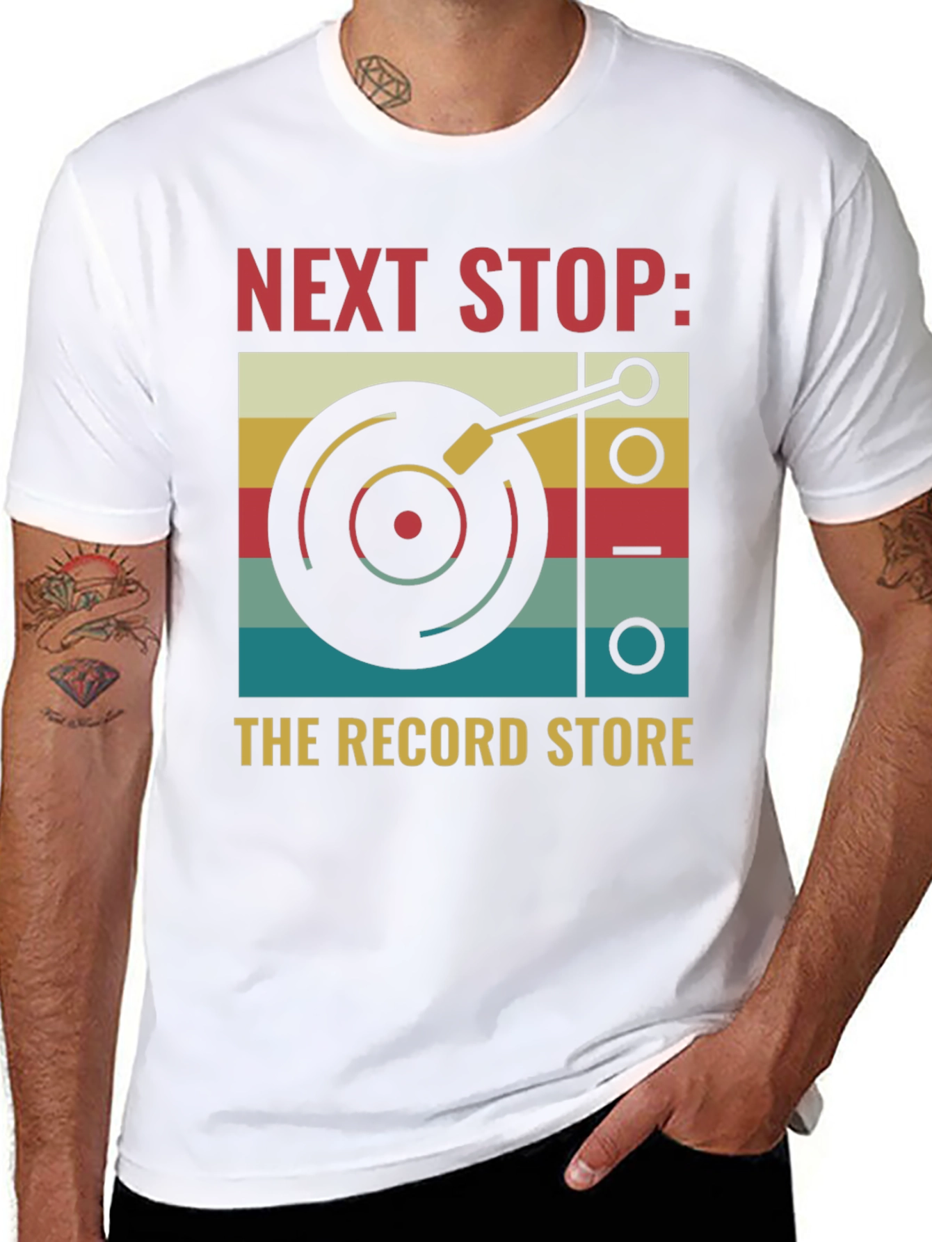 Black Next Stop Record Store Graphic Tee view 8
