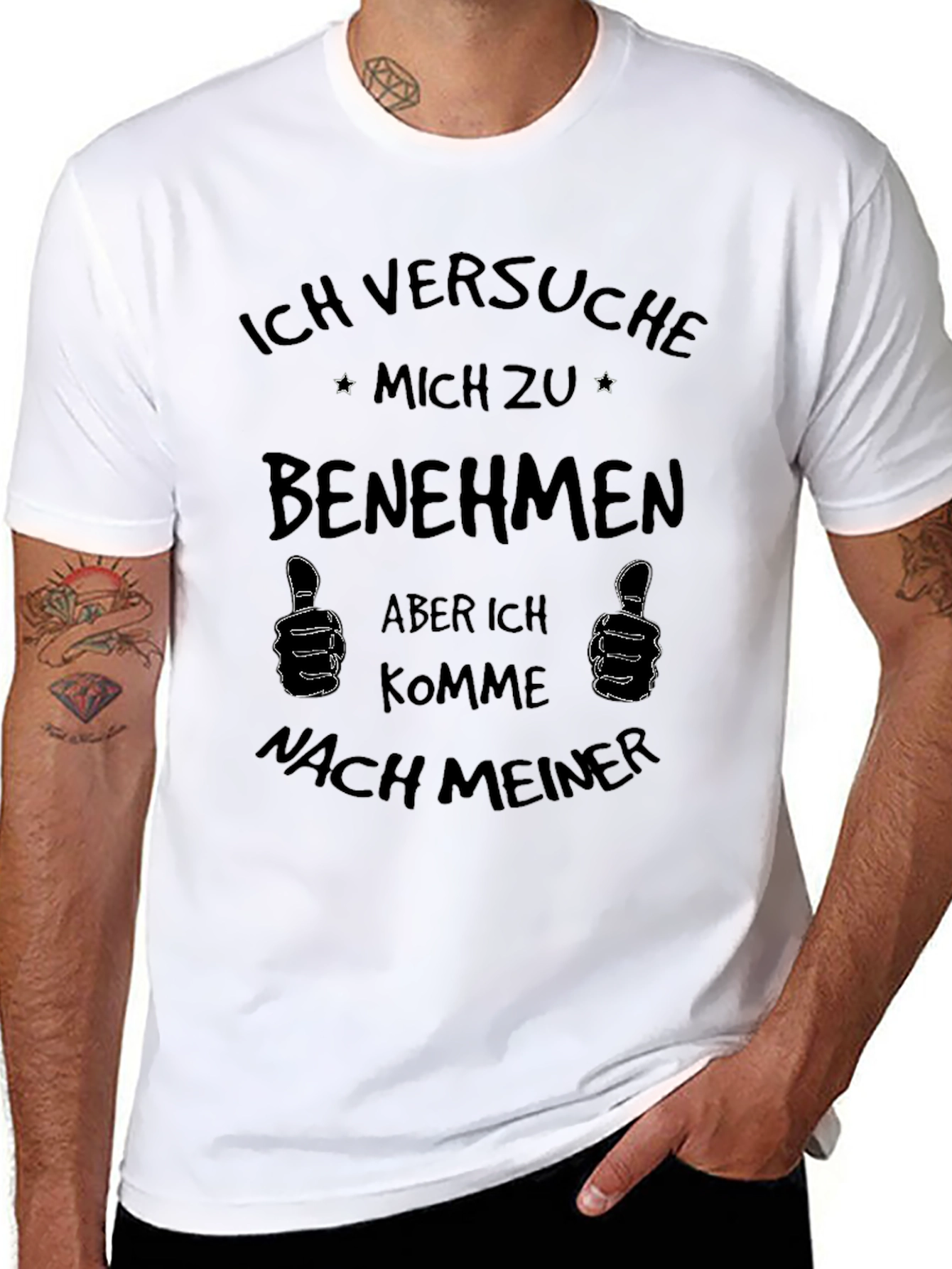 Black Funny German Slogan Black T-Shirt view 8