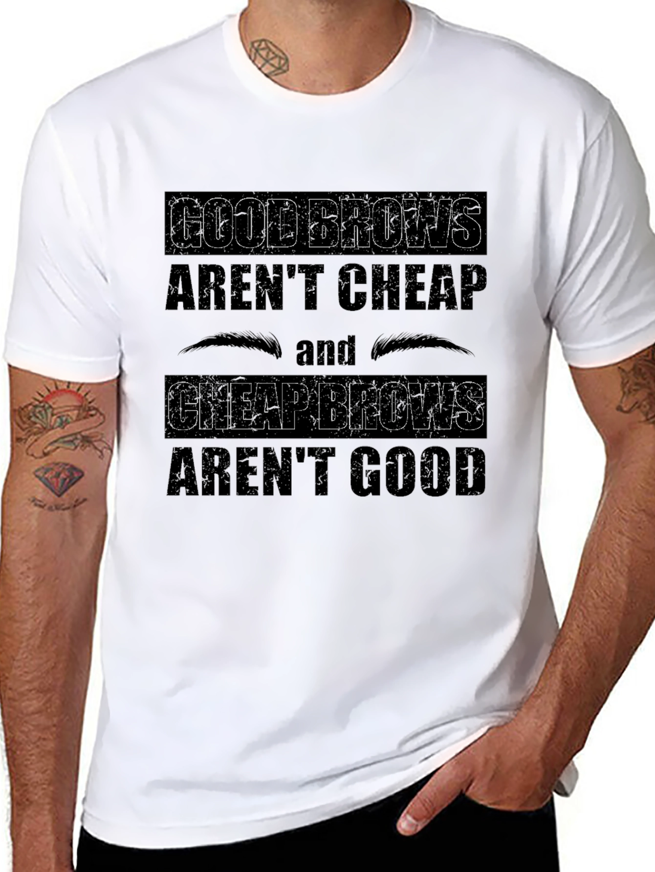 Black Good Brows Graphic Tee - Unisex Cotton T-Shirt view 8