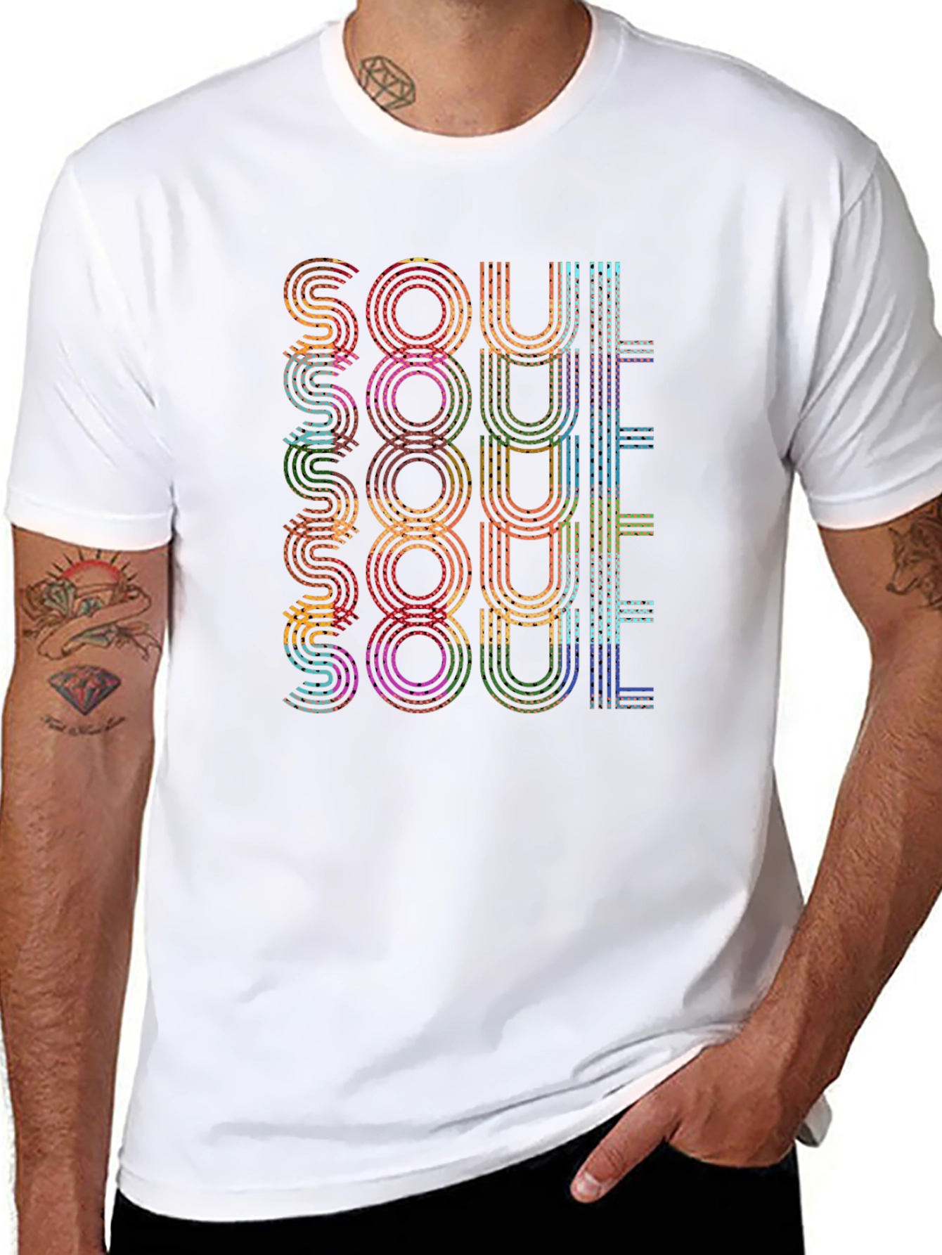 Black Retro Soul T-Shirt - Colorful Vintage Design view 8