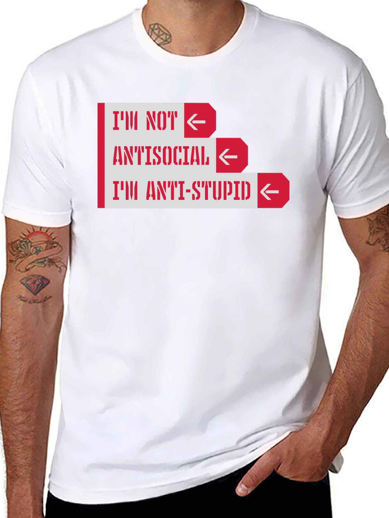 Black Anti-Stupid Graphic T-Shirt -  Funny Slogan Tee view 8