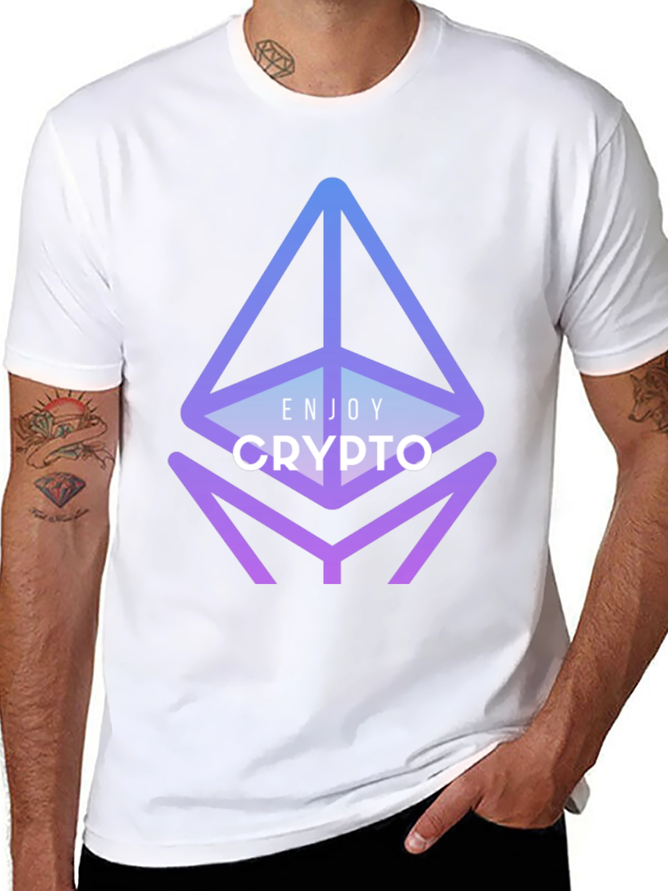 Black Enjoy Crypto Black T-Shirt - Ethereum Design view 8