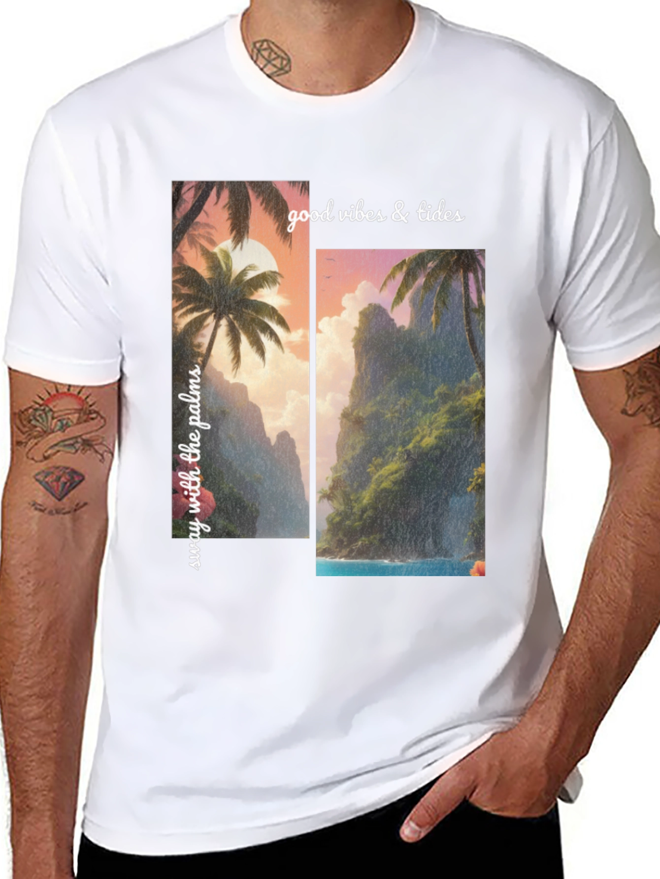Tropical Vibes Graphic Tee - Sway with the Palms - 8