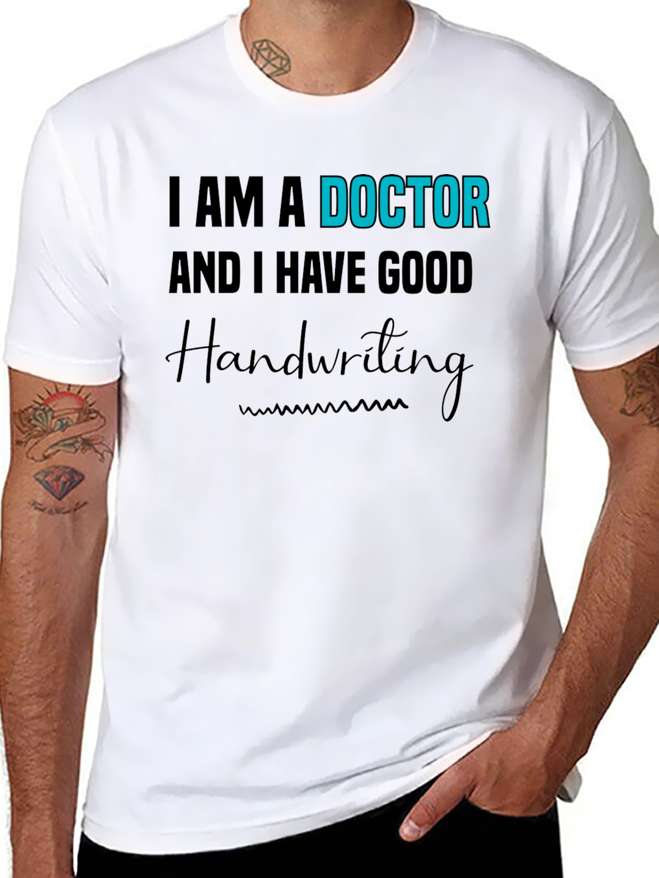 Black I am a Doctor Handwriting T-Shirt view 8