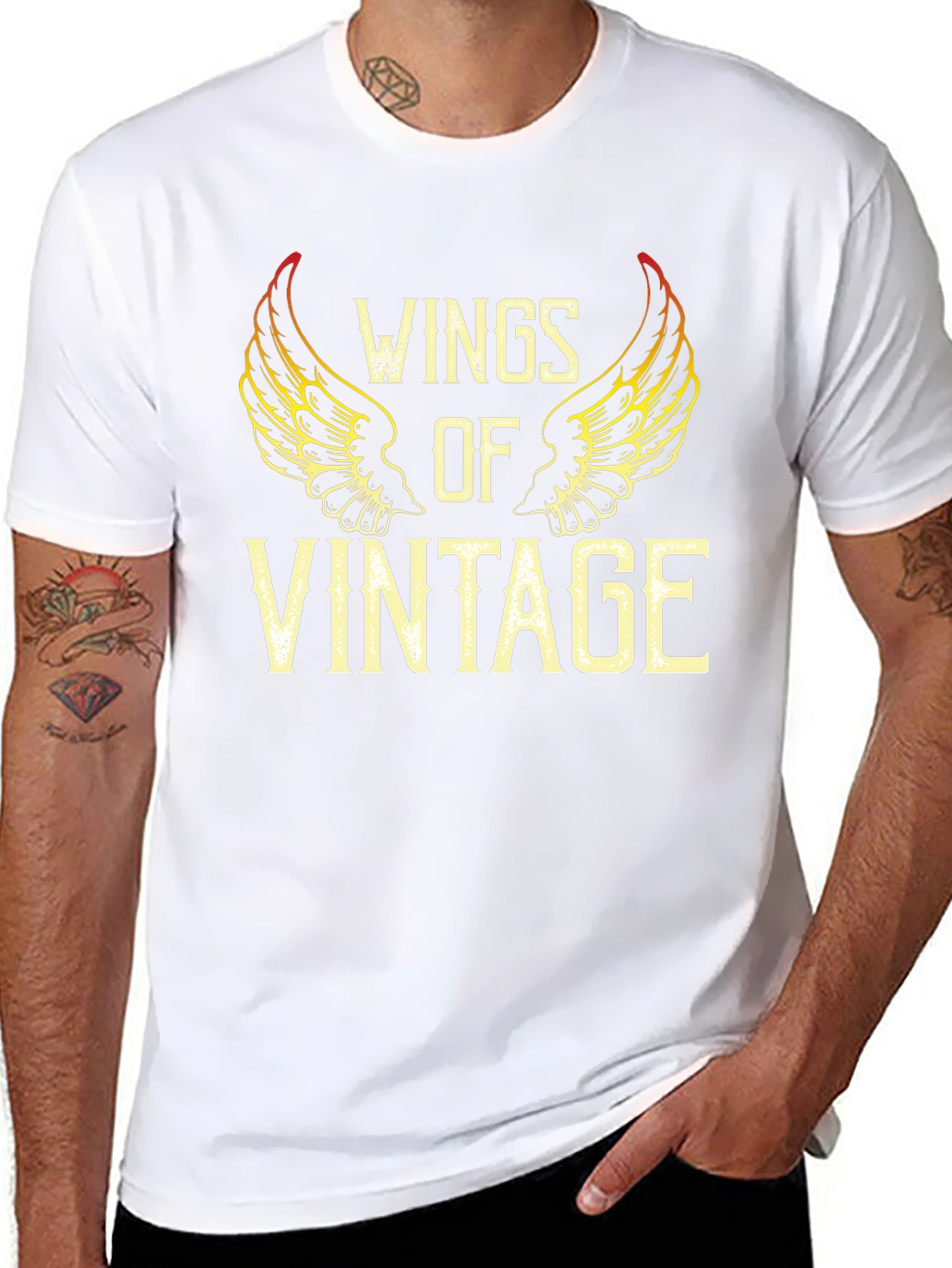 Black Wings of Vintage Graphic T-Shirt - Black view 8