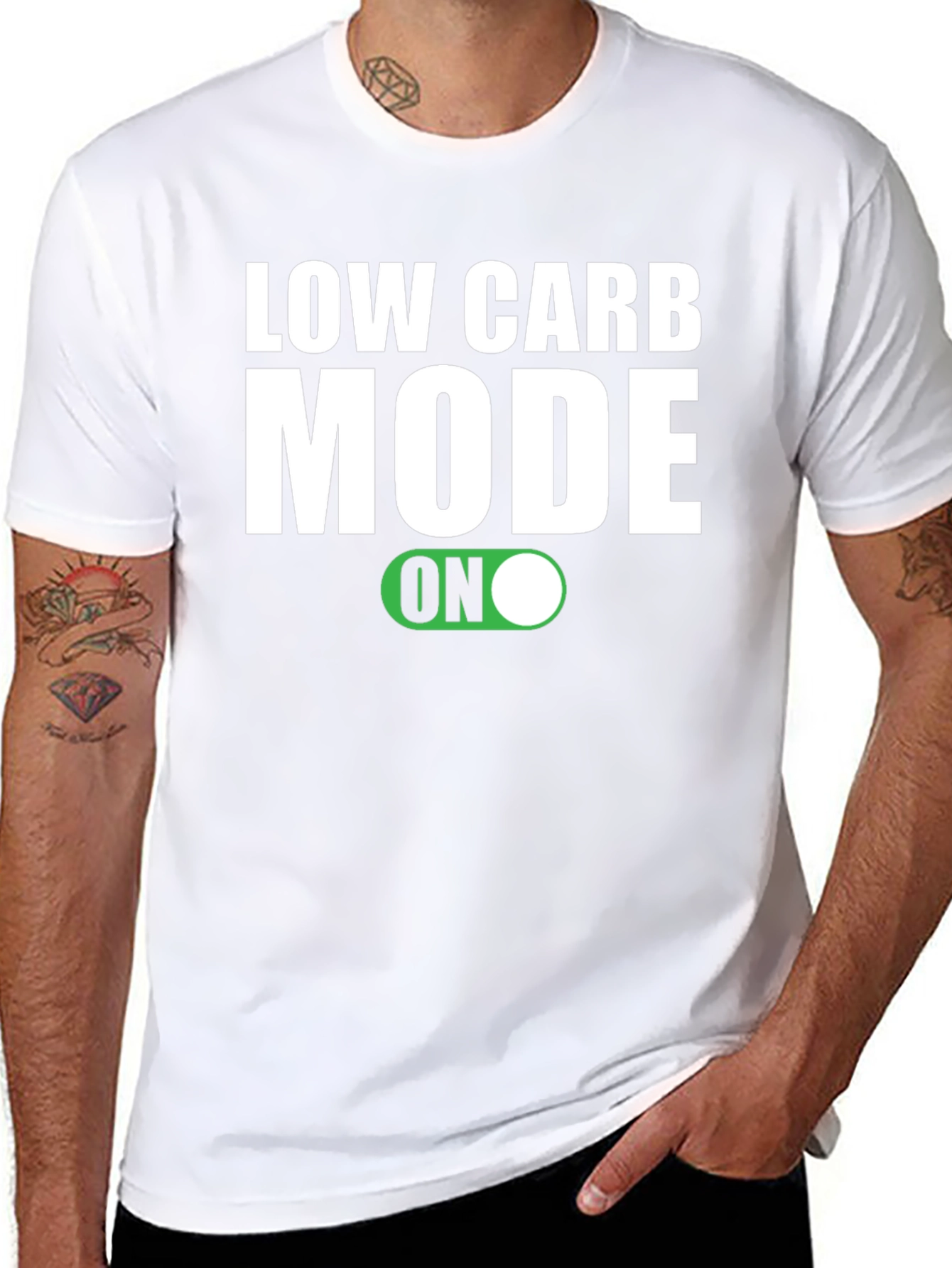 Low Carb Mode ON Black T-Shirt - 8